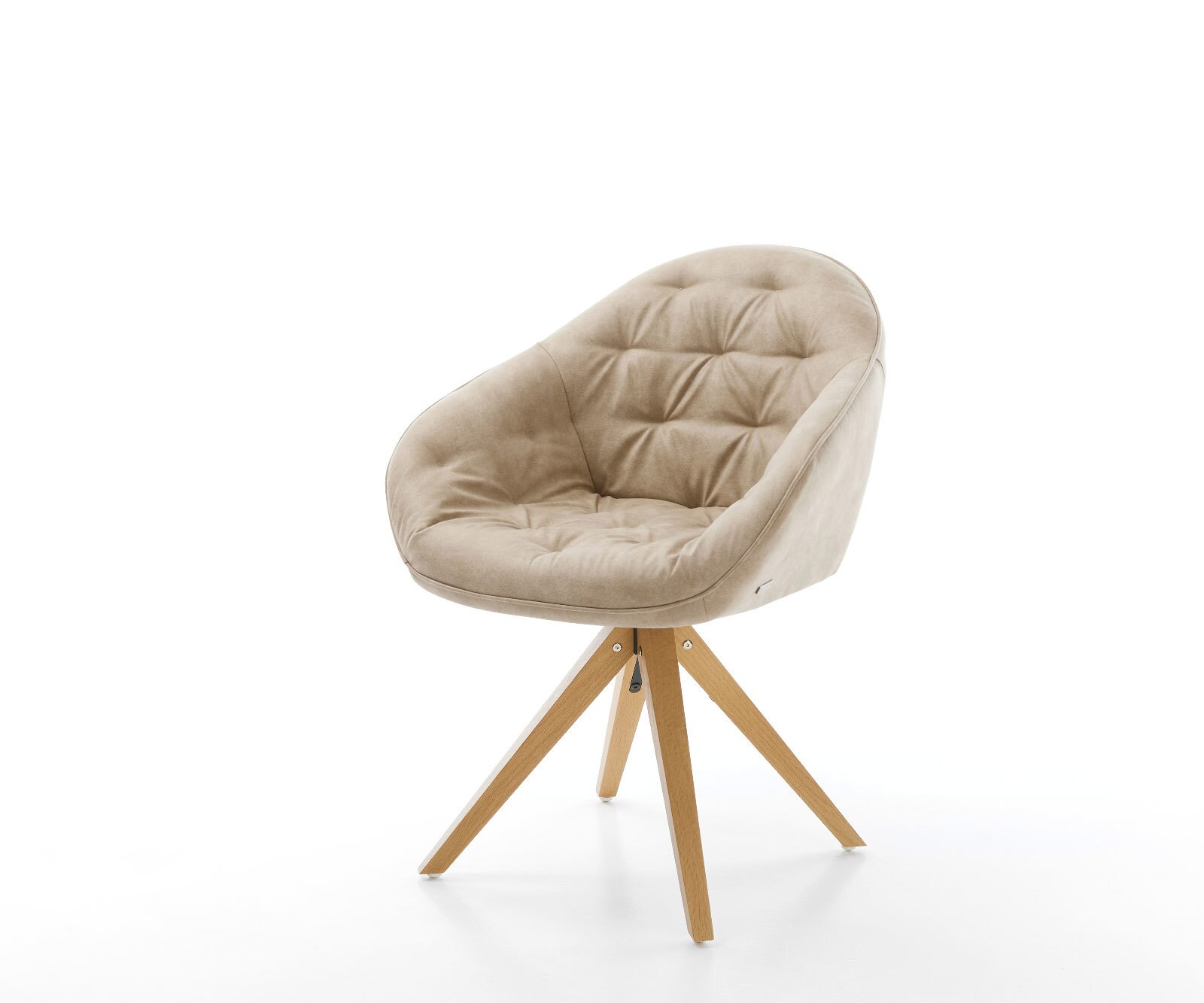 Eetkamerstoel Gaio-Flex microvelours beige vintage houten frame hoekig natuur
