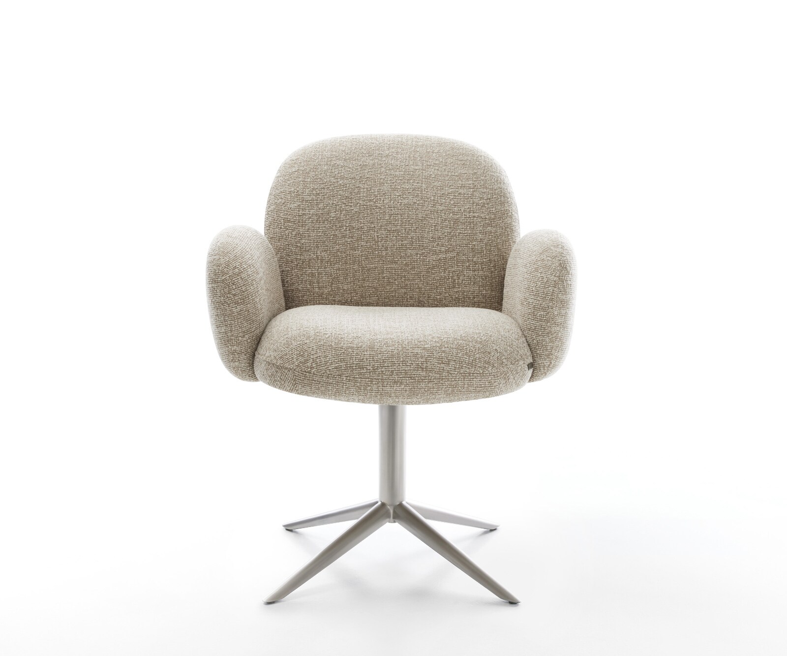 Draaistoel Nube-Flex met armleuning geweven stof beige kruispoot roestvrij staal 360° draaibaar rocker-functie pocketveer kern 2