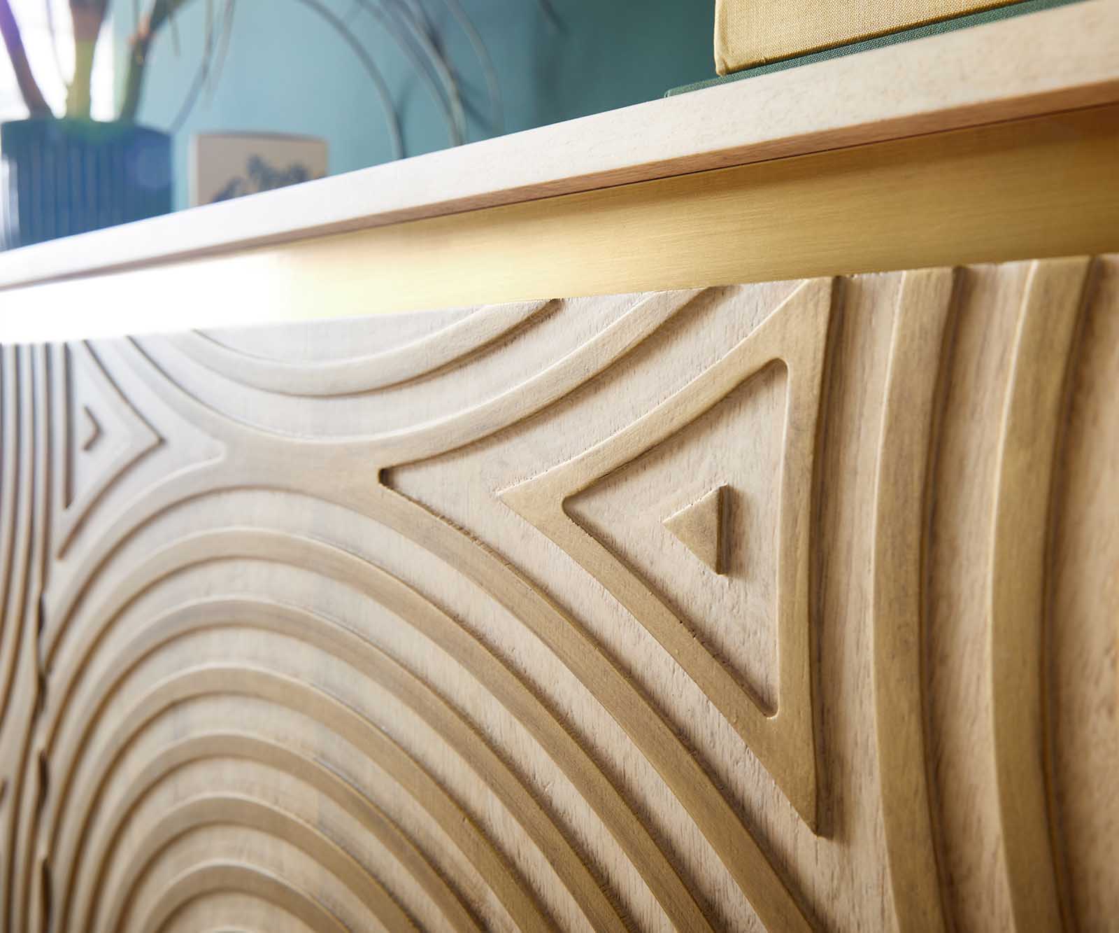 Dressoir Budaya 175 cm mango natuur 3 deurs rond onderstel 6