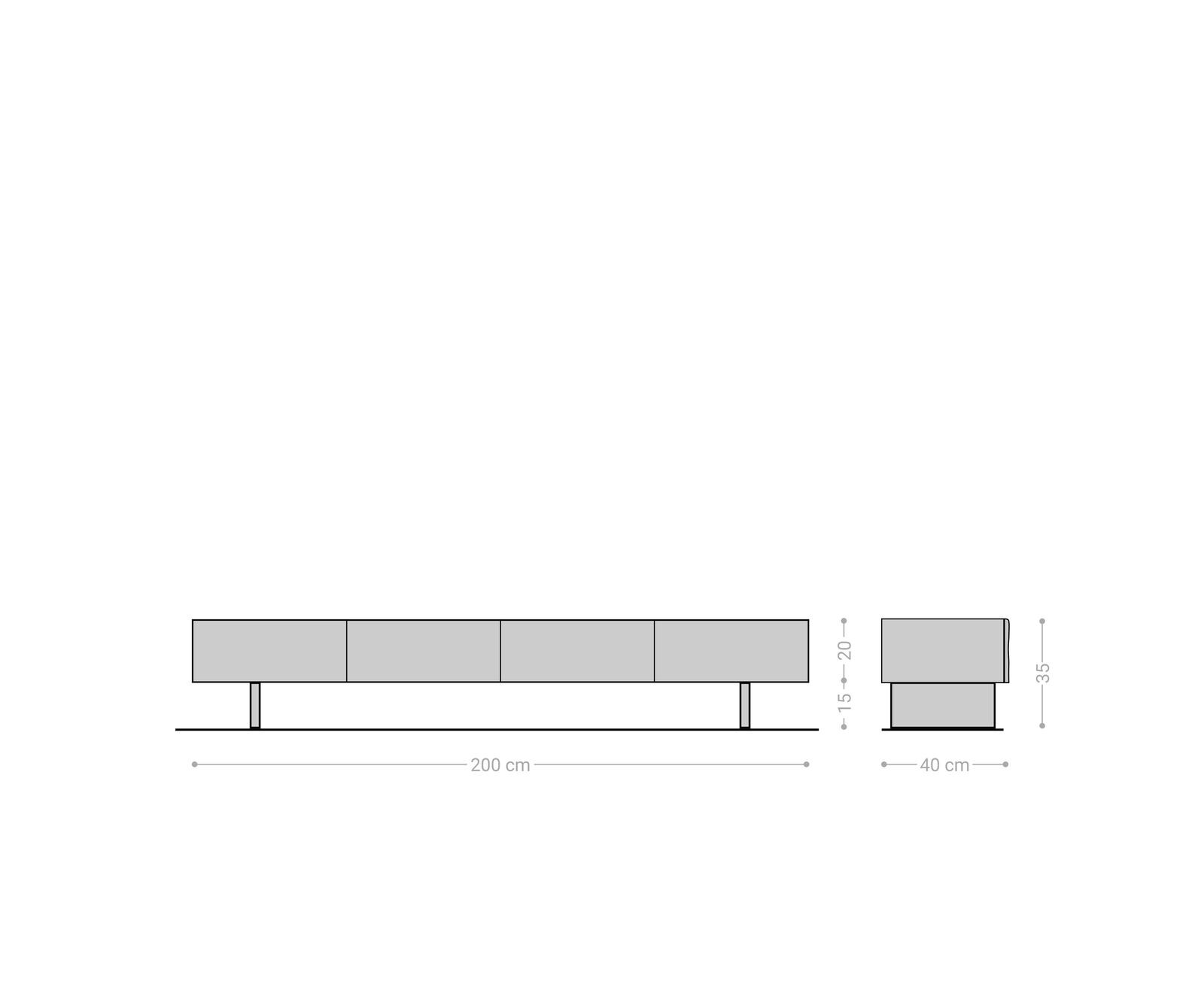 TV-meubel New Live-Edge 200 cm acacia natuur  4 deuren glazen poot 6