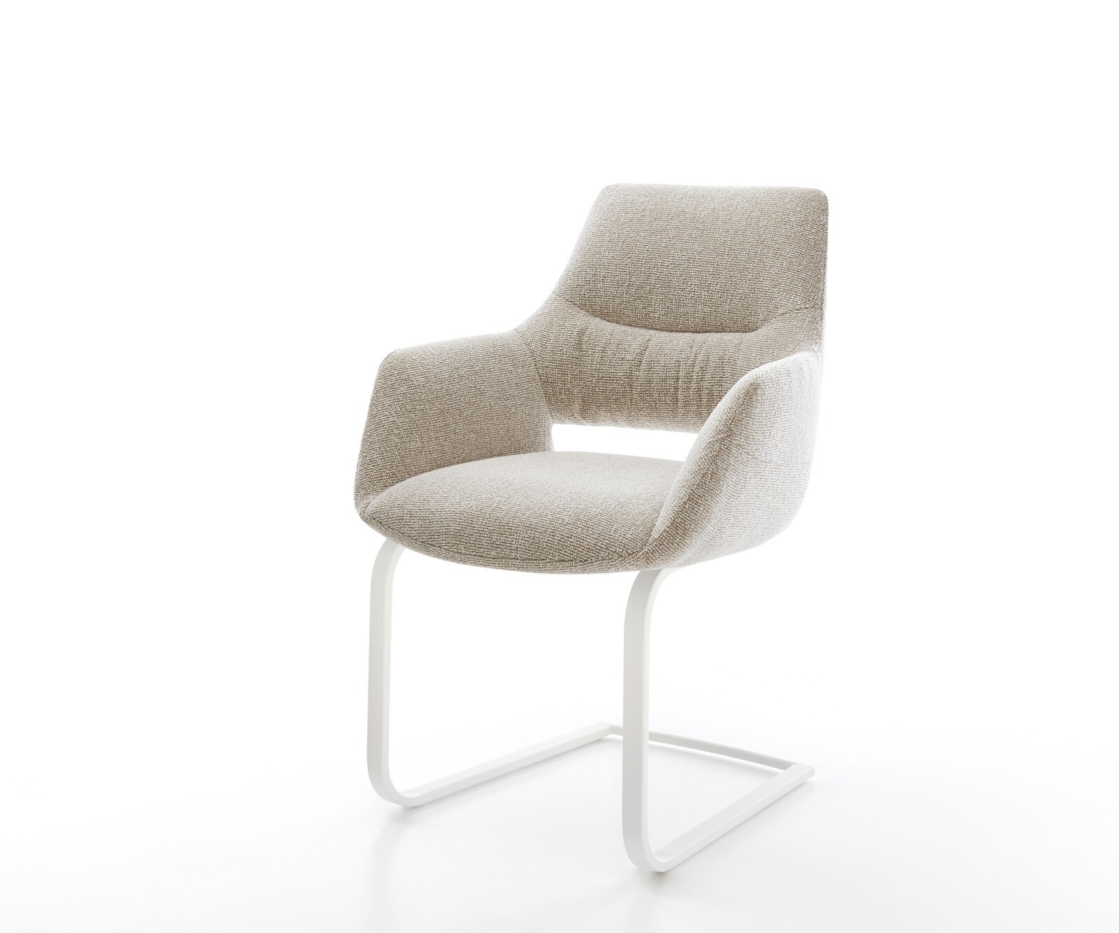 Sledemodel Yago-Flex met armleuning geweven stof beige sledemodel vlak wit pocketveer kern 1