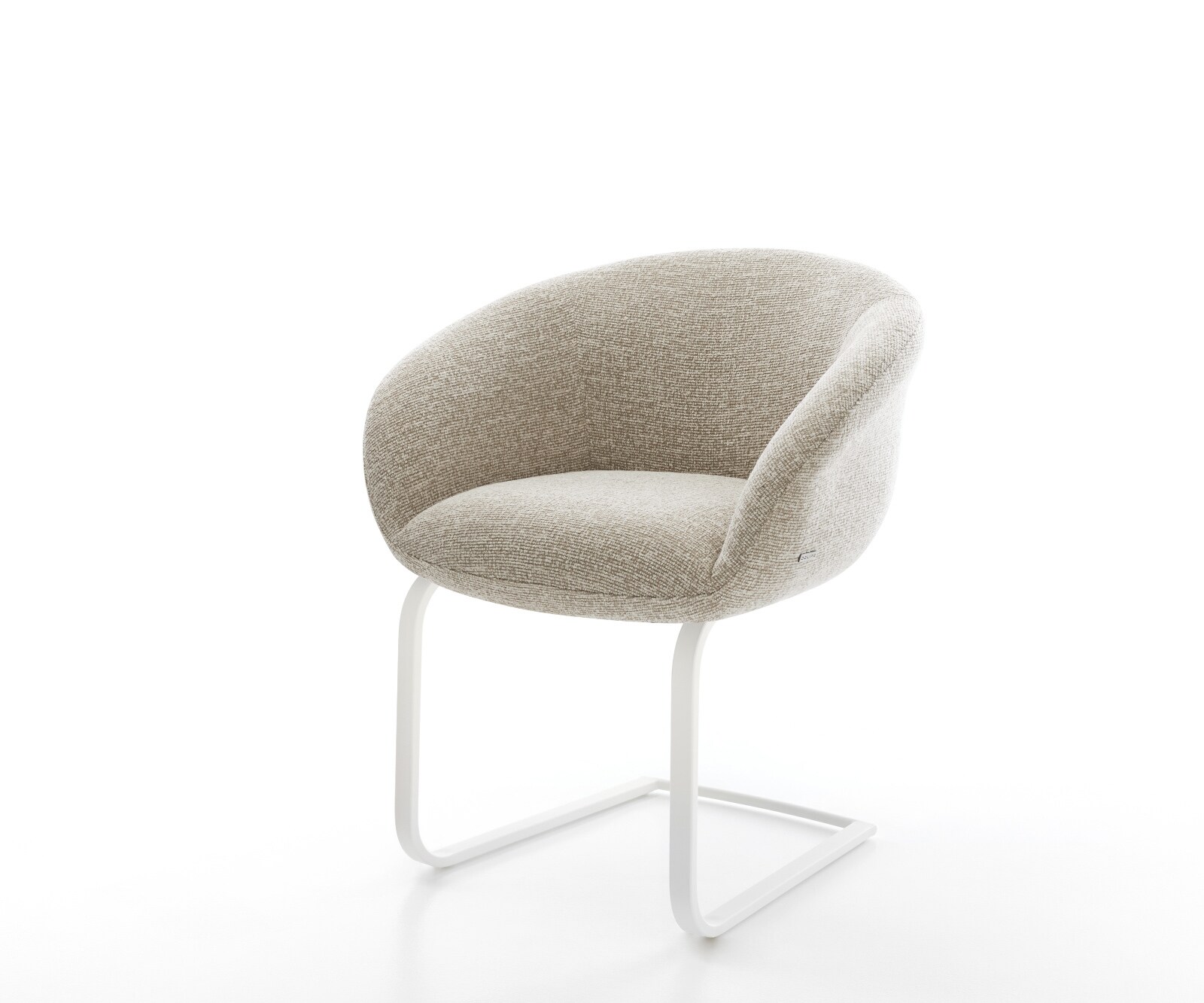 Sledemodel Vinka-Flex met armleuning geweven stof beige sledemodel vlak wit pocketveer kern 1