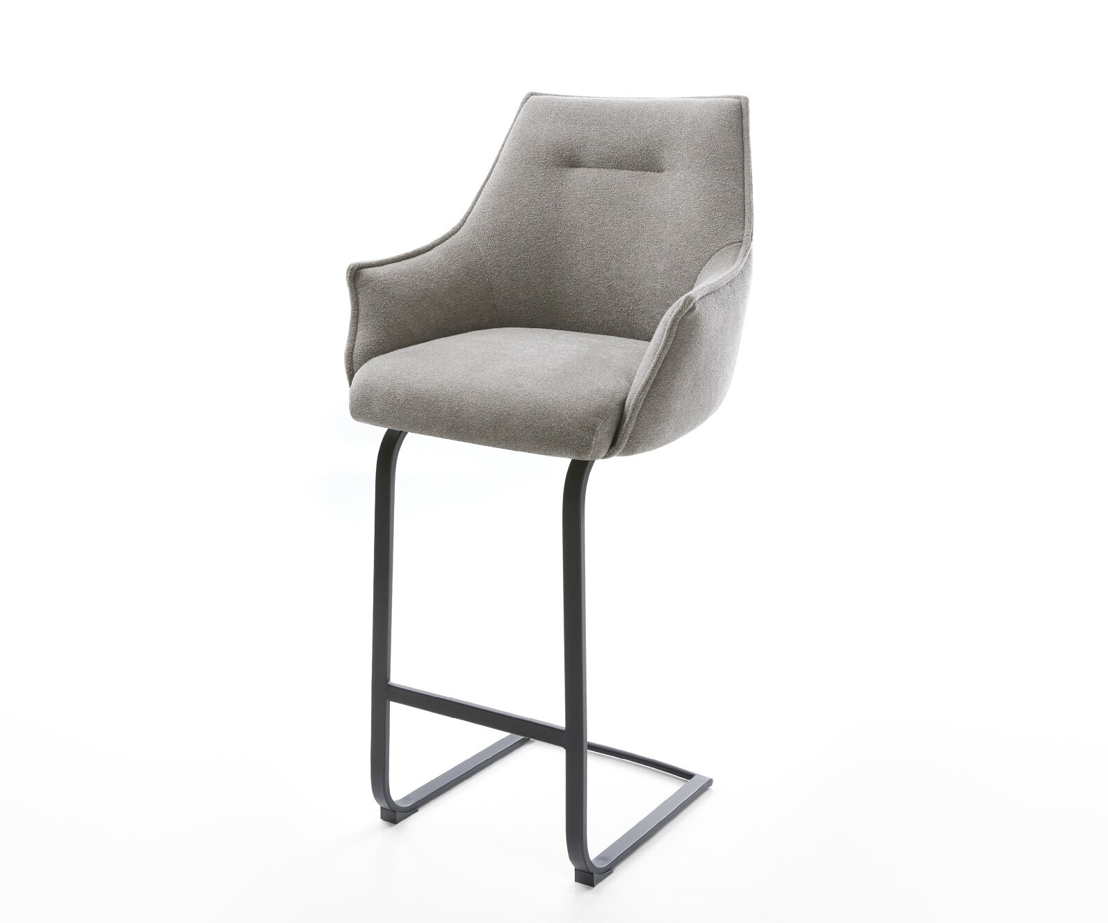 Barstoel Alja-Flex Zachte stof met structuur Grijs Vrijkantelframe plat metaal Zwart Pocketvering 1