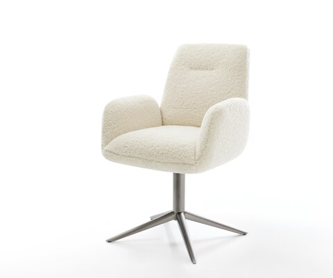 Draaistoel Zoa-Flex teddy beige kruispoot grafiet 360° draaibaar rocker-functie pocketveer kern