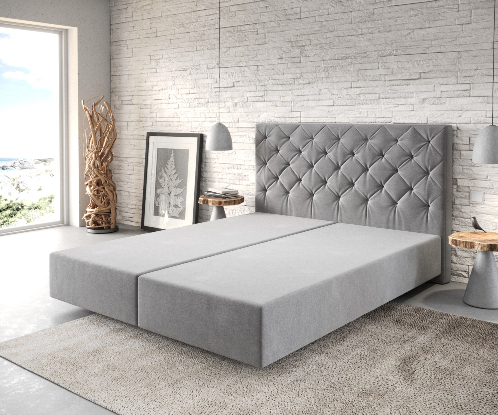 Boxspring-frame Dream-Great 160x200 microvezel grijs
