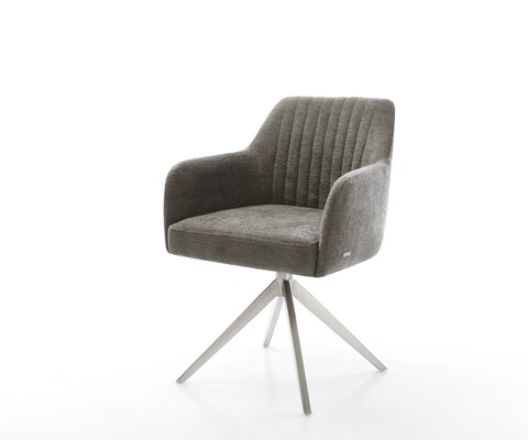 Draaistoel Greg-Flex bouclé zacht mud kruisframe breed roestvrij staal 360° draaibaar rocker-functie pocketveer kern