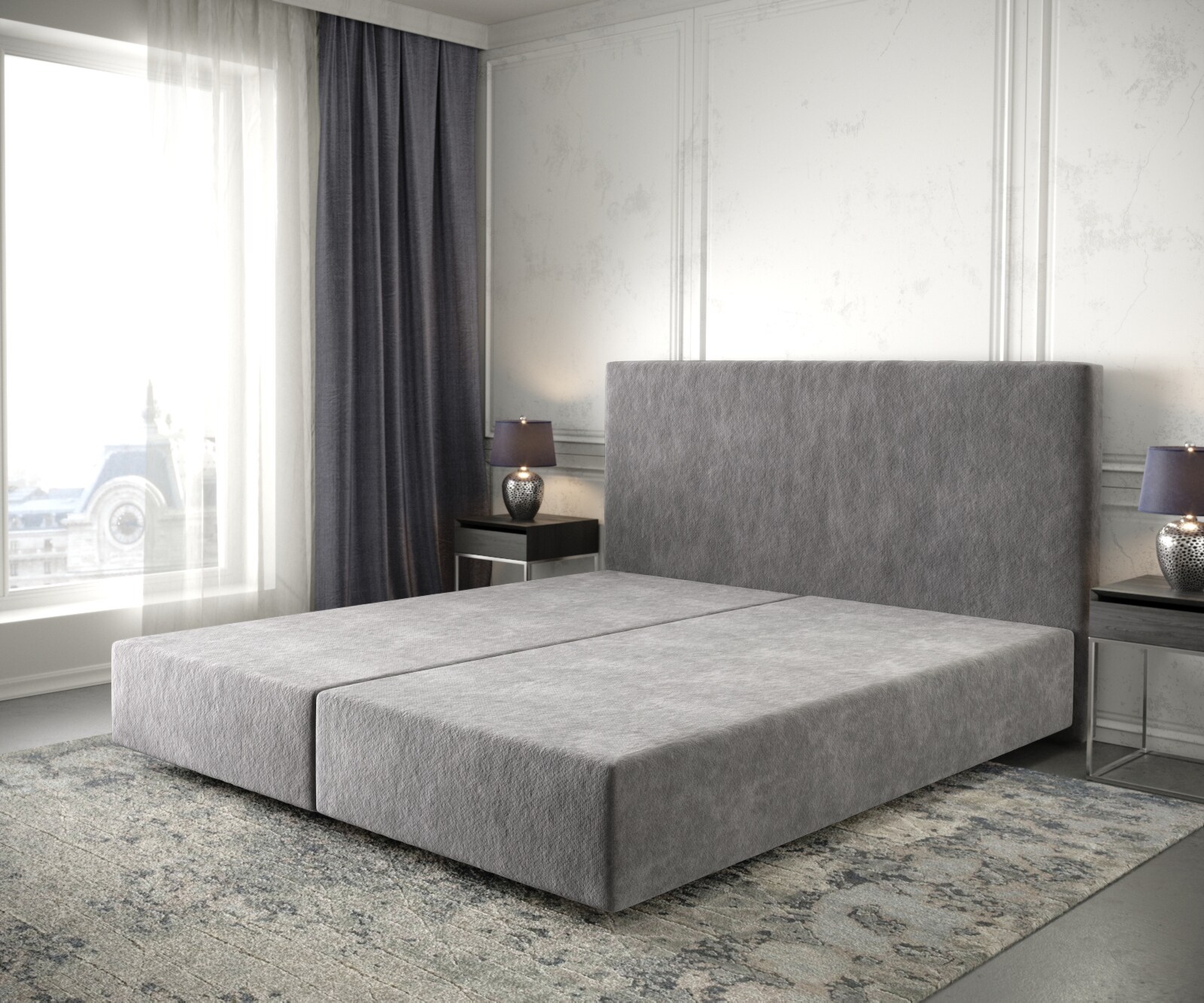 DELIFE Boxspring frame Dream-Well 180x200 cm Taupe Mikrofaser