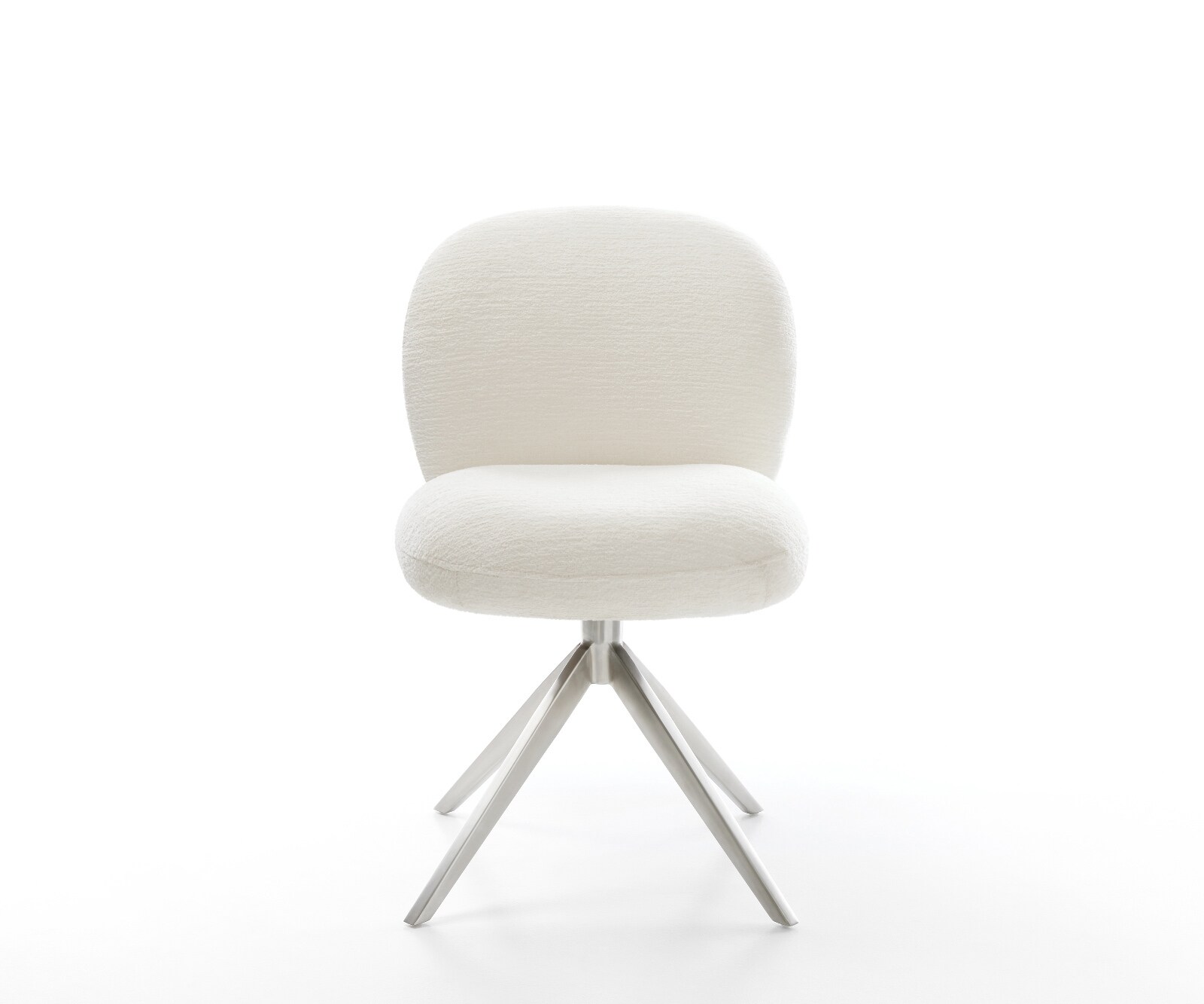 Draaistoel Nube-Flex bouclé zacht beige kruisframe breed roestvrij staal 360° draaibaar rocker-functie pocketveer kern 2