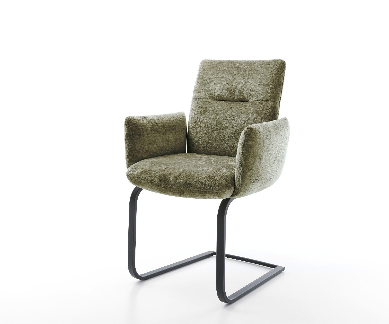 Sledemodel Jova-Flex met armleuning chenille olijfgroen sledemodel vlak zwart pocketveer kern