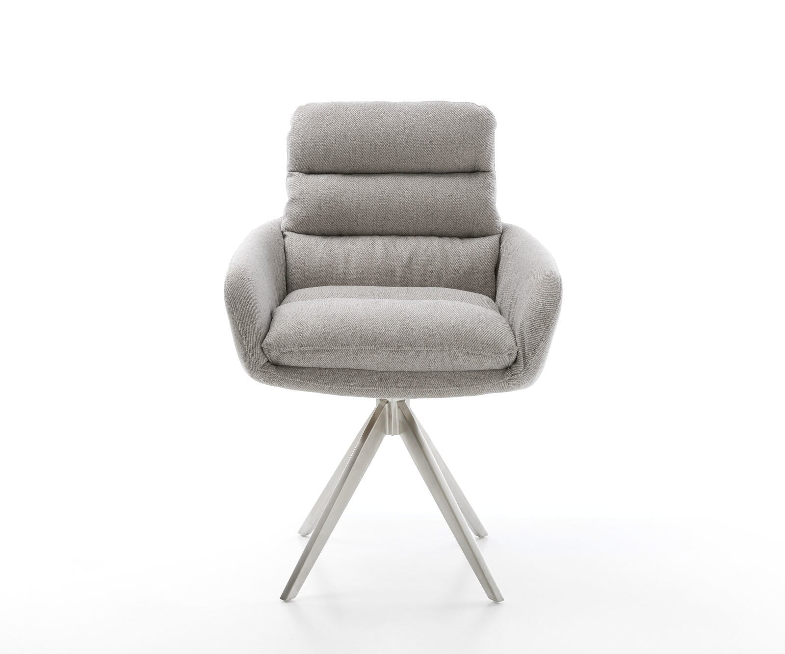 Eetkamerstoel Abelia-Flex met armleuning stripes lichtgrijs kruisframe hoekig roestvrij staal 1 Eetkamerstoel Abelia-Flex met armleuning stripes lichtgrijs kruisframe hoekig roestvrij staal 1