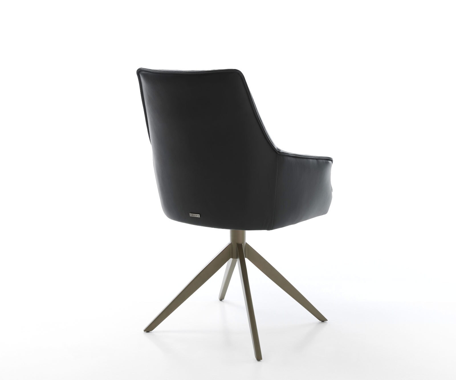 Draaistoel Alja-Flex met armleuning echt leer zwart kruisframe breed afwerking met titanium 360° draaibaar rocker-functie pocketveer kern 4
