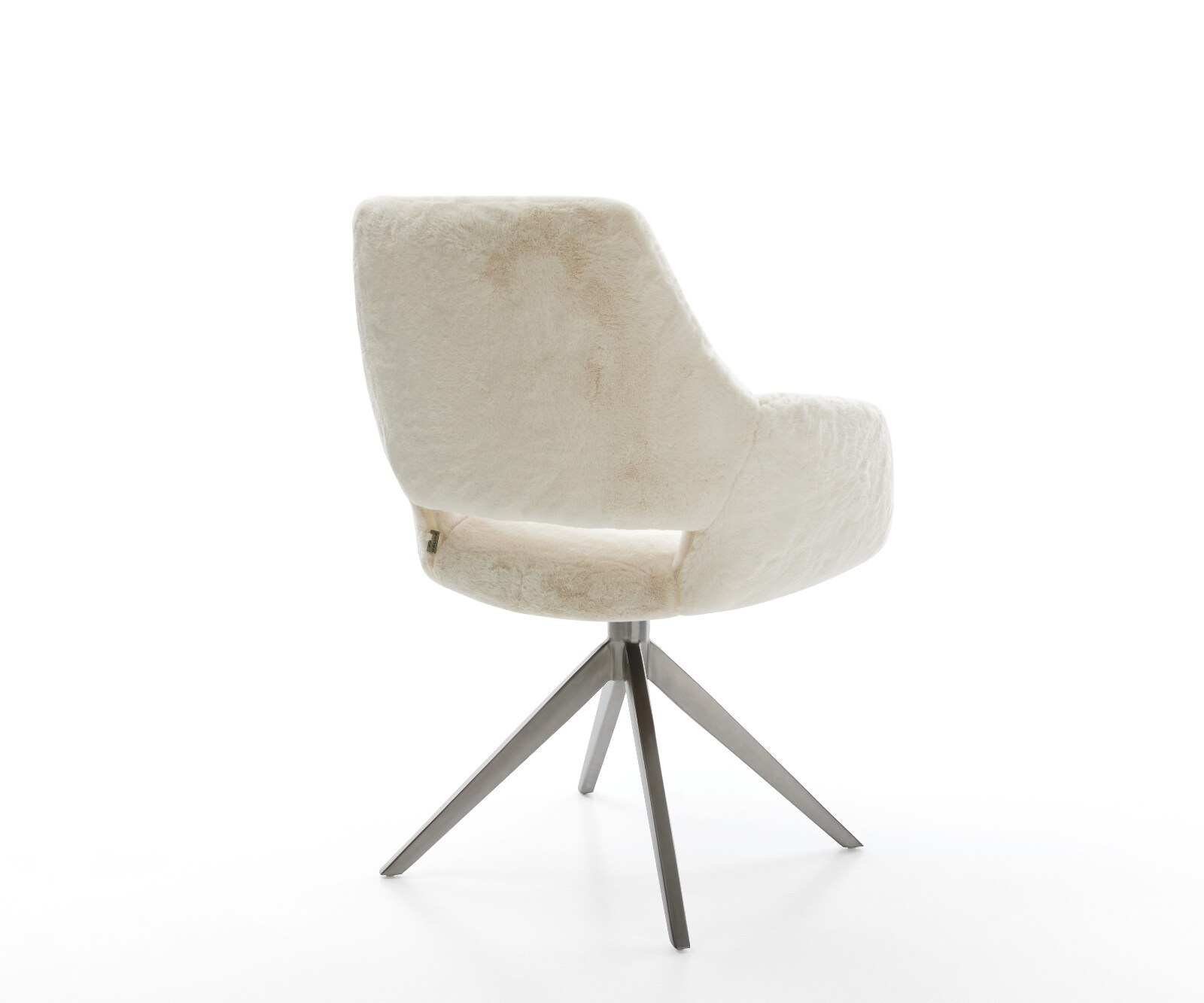 Draaistoel Yago-Flex met armleuning pluchen crème-wit kruisframe breed grafiet 360° draaibaar rocker-functie pocketveer kern 5