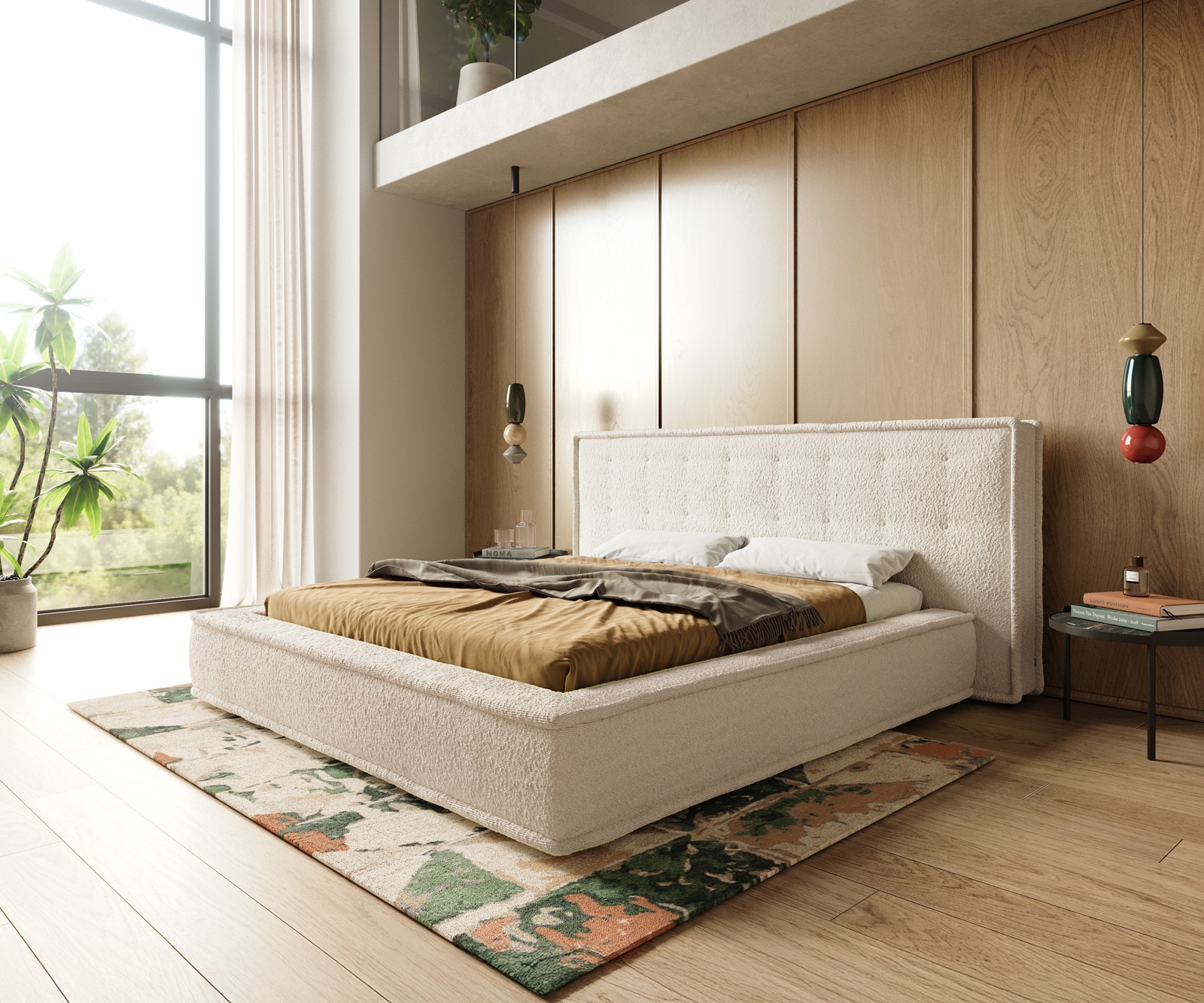 Gestoffeerd-bedframe Filikos 180x200 cm bouclé cream Gestoffeerd-bedframe Filikos 180x200 cm bouclé cream