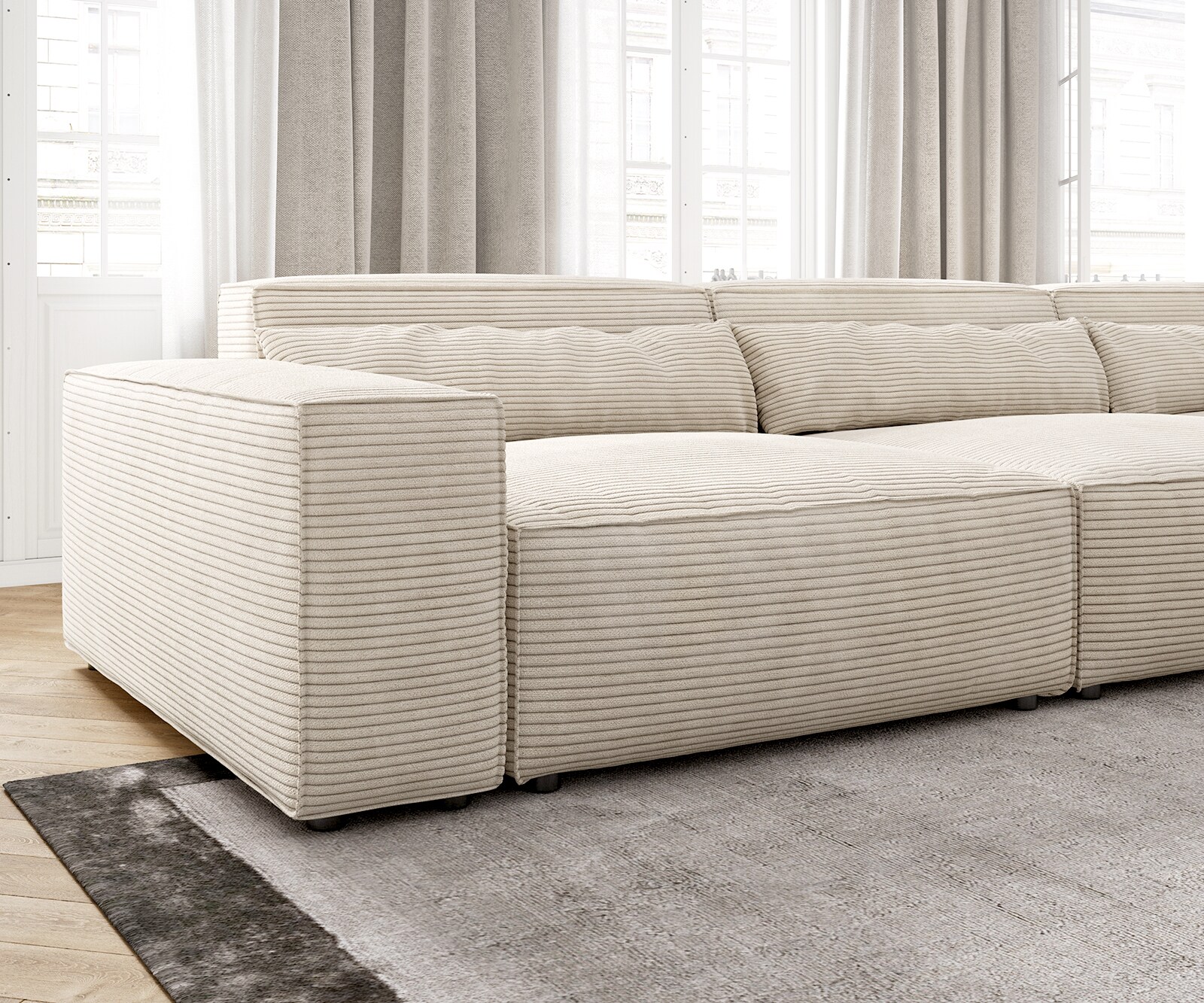Hoekbank Sirpio XL 370x170 cm koord beige recamiere variabele 3