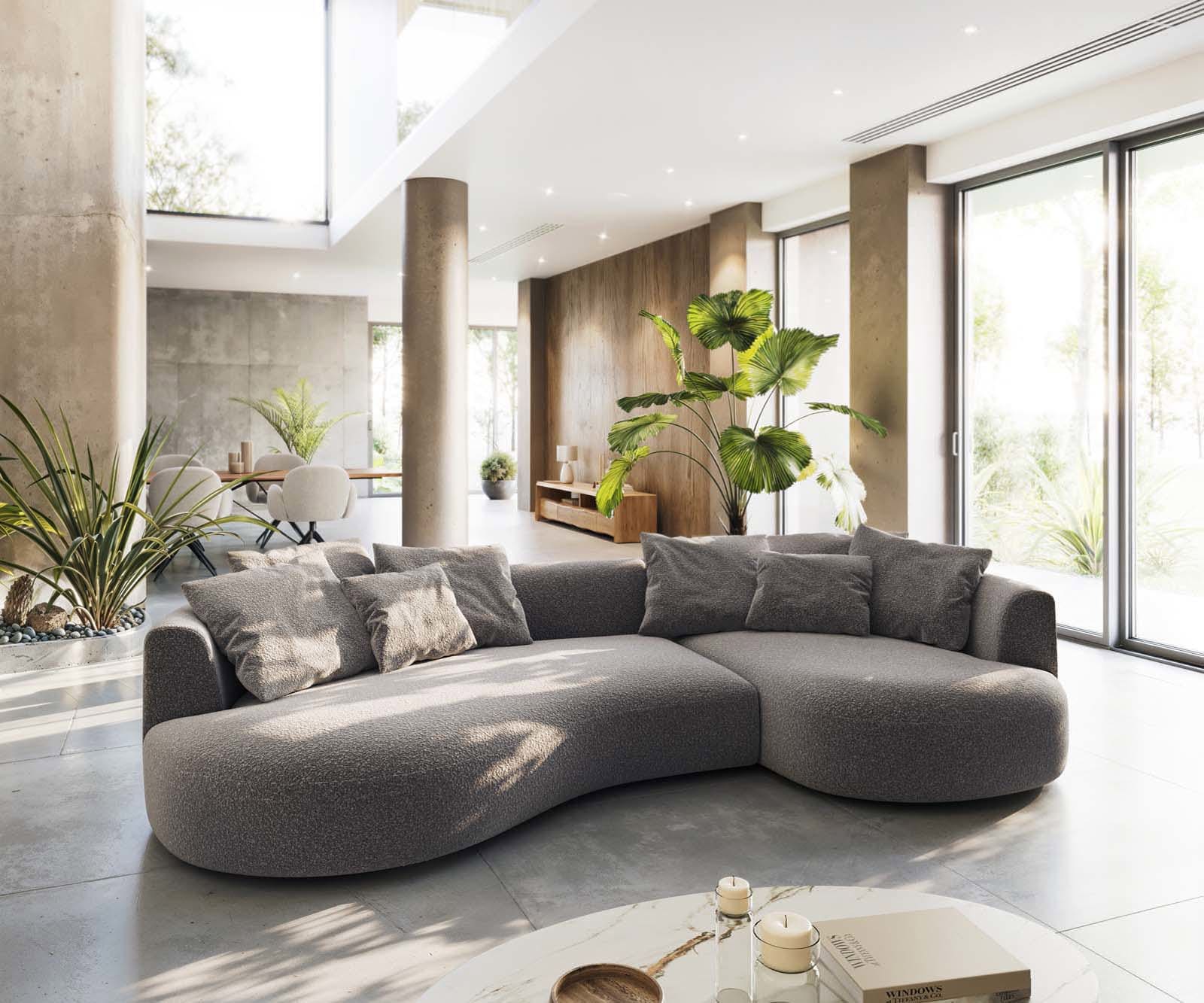 Sofa Edina 330x170 cm Bouclé zilvergrijs Sofa Edina 330x170 cm Bouclé zilvergrijs