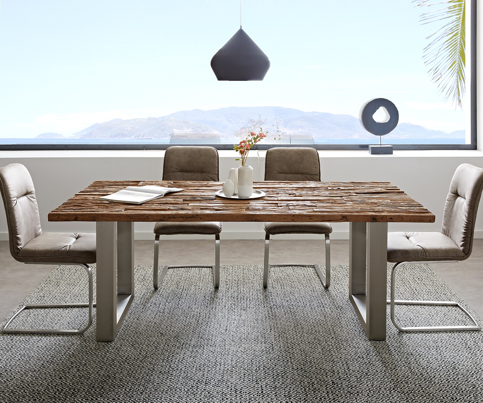 Eettafel Reclaimed 200x100 cm vintage look roestvrij staal breed 1 Eettafel Reclaimed 200x100 cm vintage look roestvrij staal breed 1