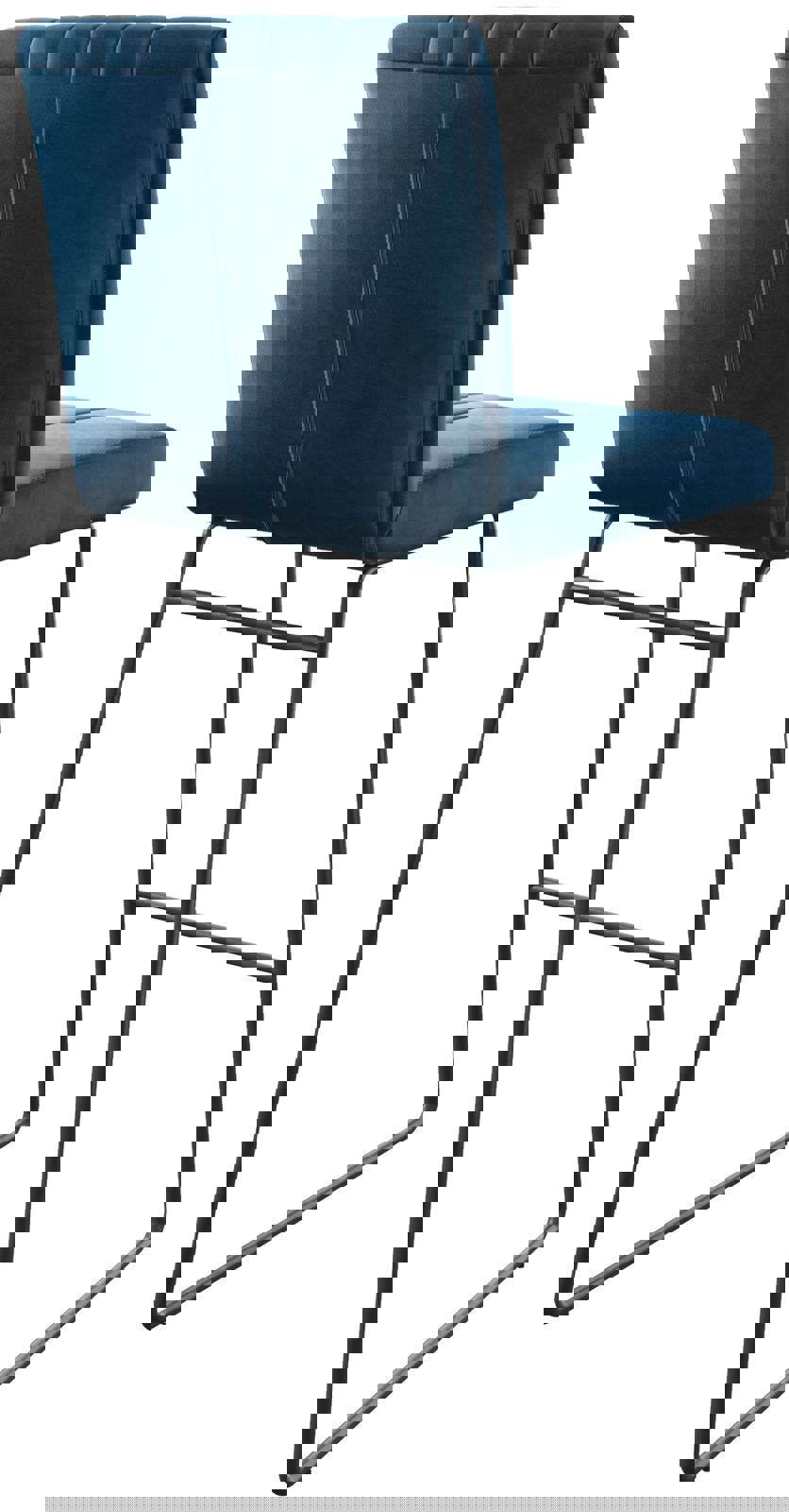 Barstoel Luiga-Flex fluweel blauw slipframe metaal 4 Barstoel Luiga-Flex fluweel blauw slipframe metaal 4