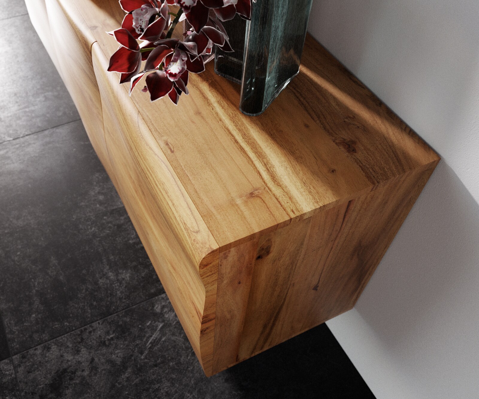 Dressoir New Live-Edge 145 cm acacia natuur 3 deuren glazen poo 4 Dressoir New Live-Edge 145 cm acacia natuur 3 deuren glazen poo 4