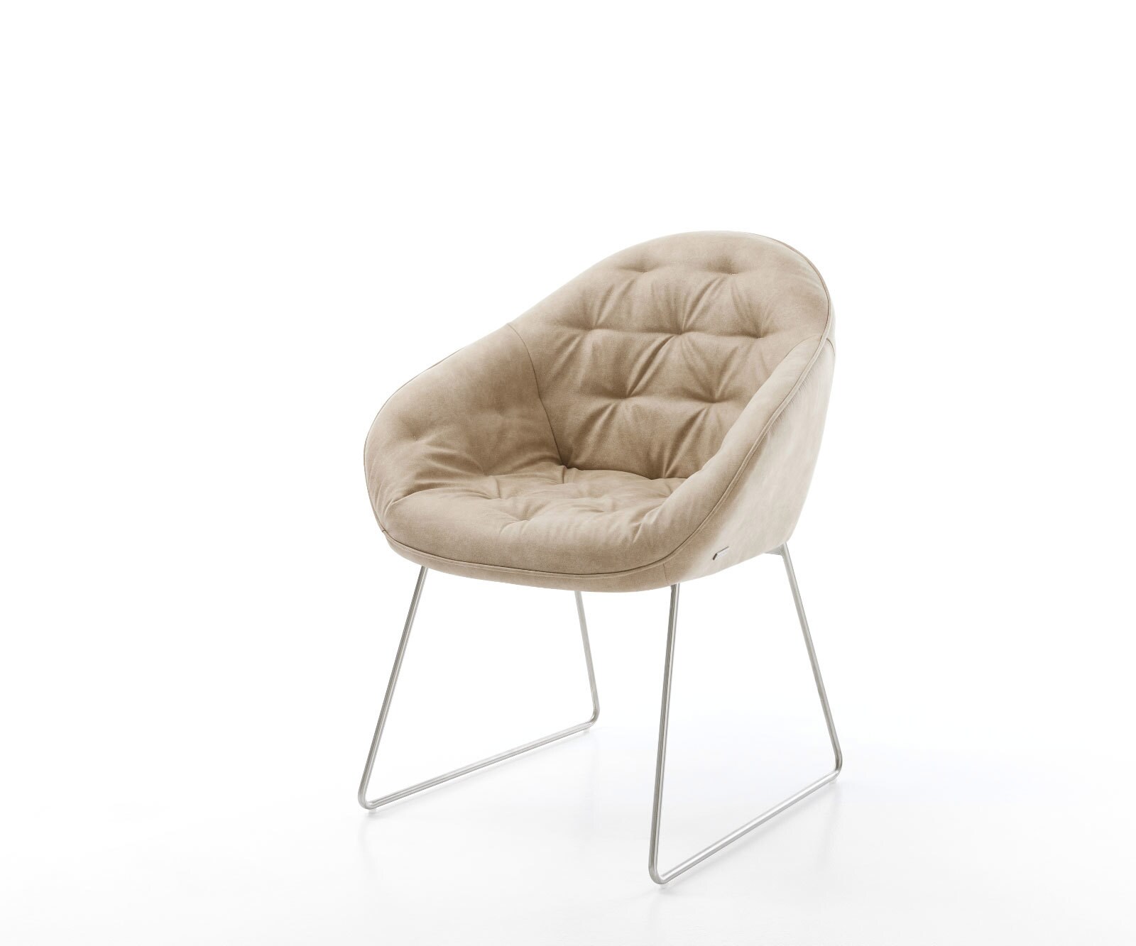 Eetkamerstoel Gaio-Flex microvelours beige vintage slipframe roestvrij staal