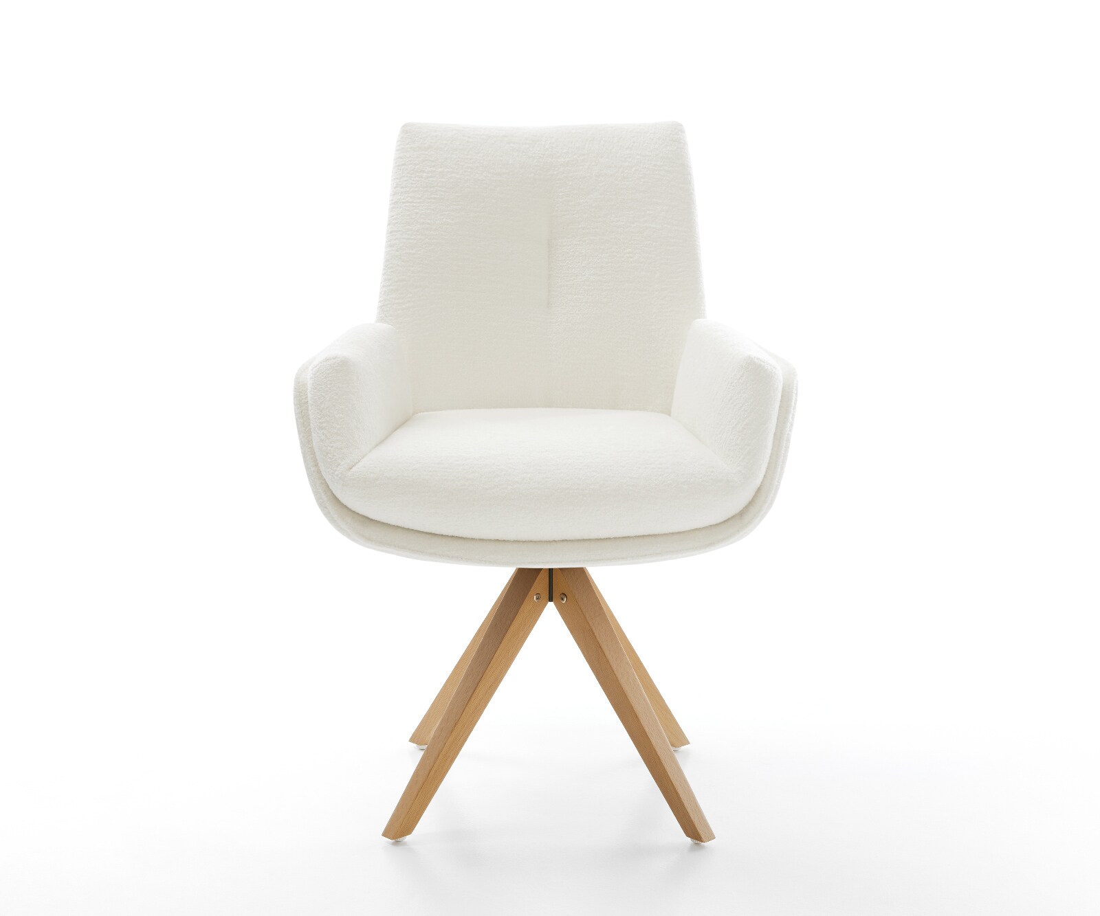 Draaistoel Clea-Flex bouclé zacht beige houten frame hoekig natuur 180° draaibaar pocketveer kern 2