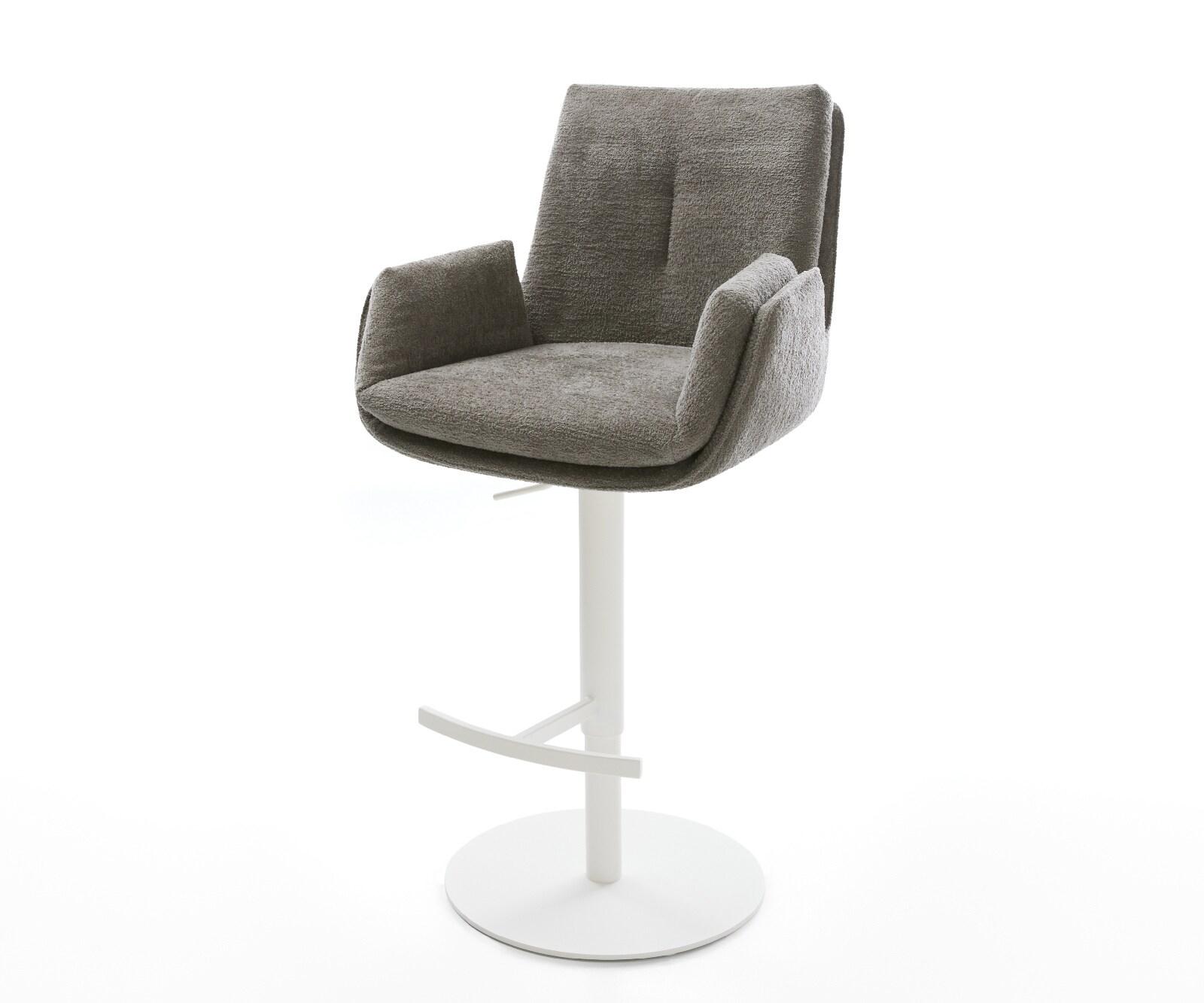 Barstoel Clea-Flex Bouclé zacht Mud Draaivoet in hoogte verstelbaar wit Wit 1