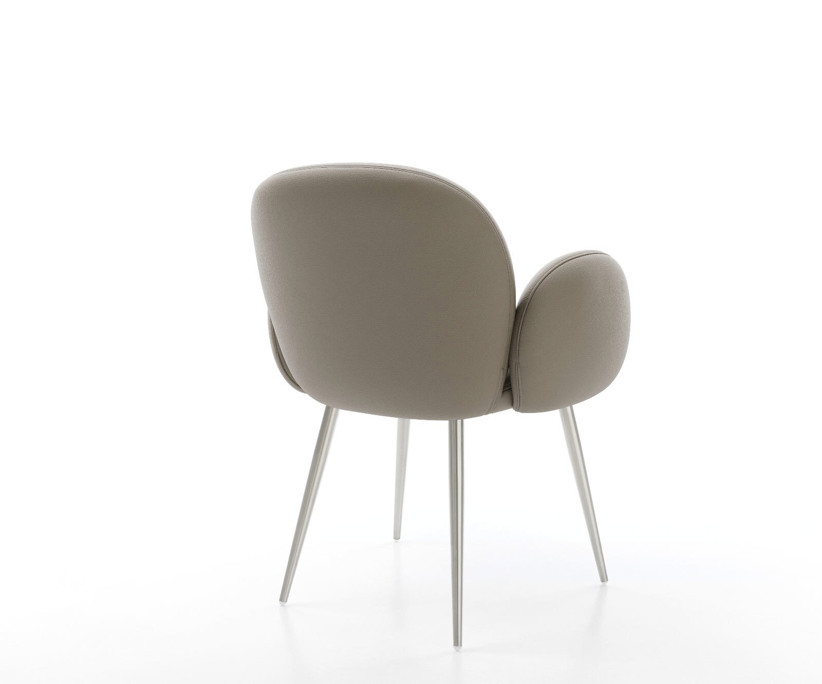 Eetkamerstoel Nube-Flex met armleuning echt leer mud 4-poot conisch roestvrij staal pocketveer kern 5