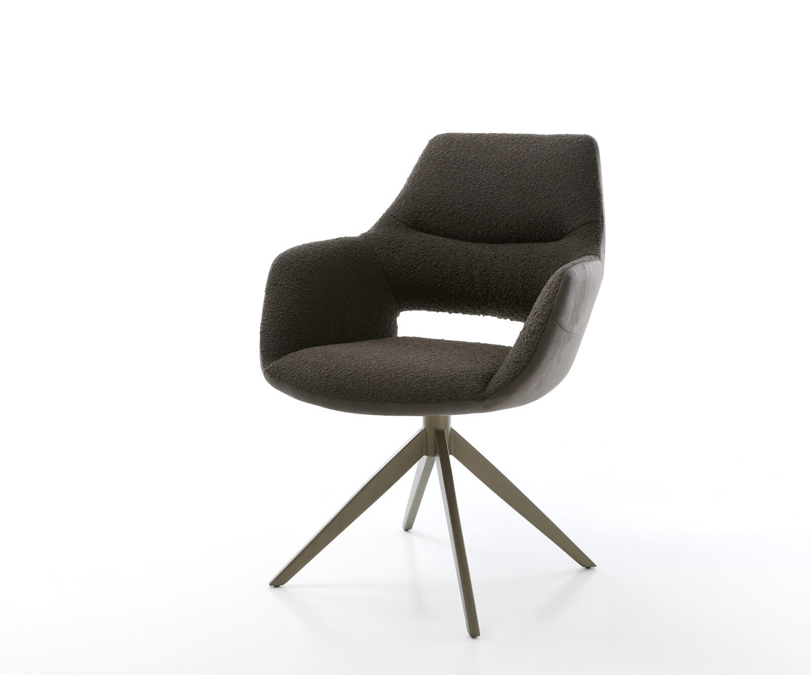 Draaistoel Yago-Flex met armleuning materiaalmix zwart kruisframe breed afwerking met titanium 360° draaibaar rocker-functie pocketveer kern