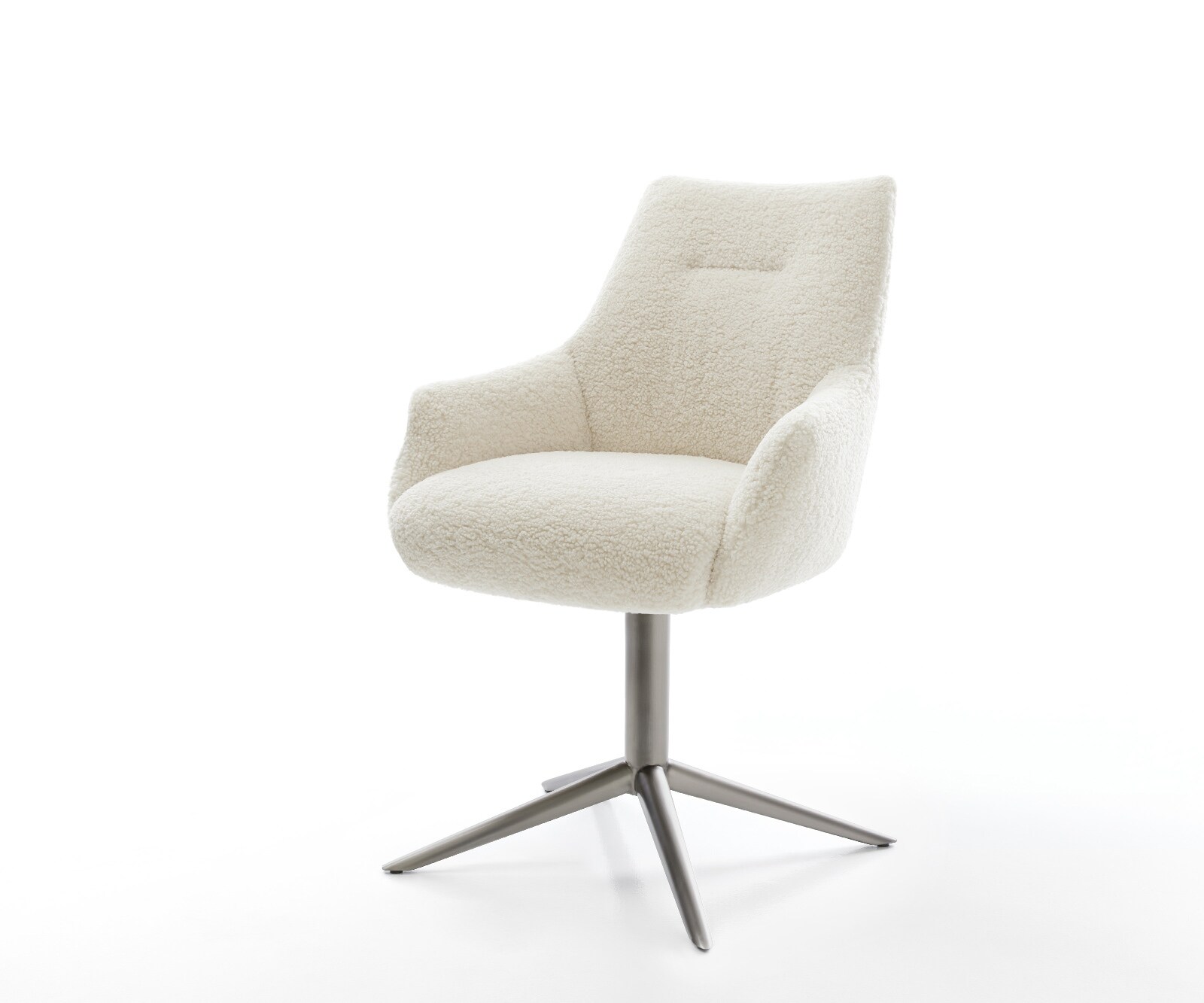 Draaistoel Alja-Flex met armleuning teddy beige kruispoot grafiet 360° draaibaar rocker-functie pocketveer kern 1