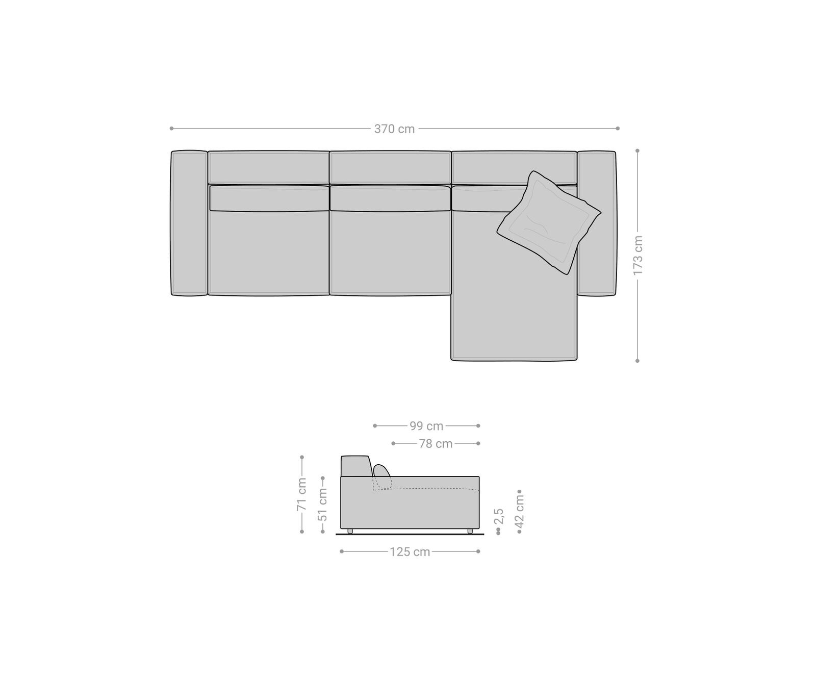 Hoekbank Sirpio XL 370x170 cm microvezel zwart recamiere variabele 9
