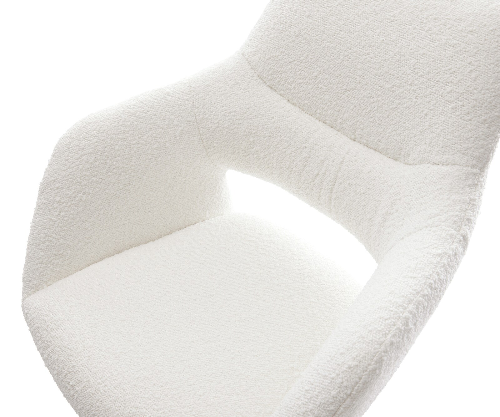 Barstoel Yago-Flex Bouclé Crème-wit Vrijkantelframe plat roestvrij staal Zilver Pocketvering 4