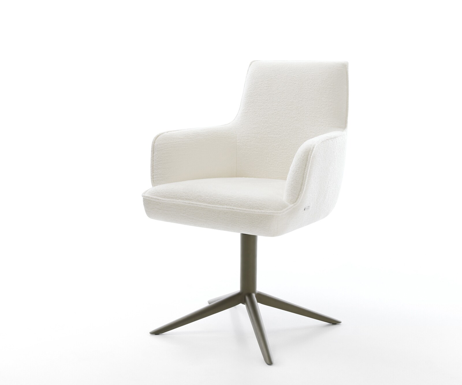 Draaistoel Heira-Flex met armleuning bouclé zacht beige kruispoot afwerking met titanium 360° draaibaar rocker-functie pocketveer kern 1