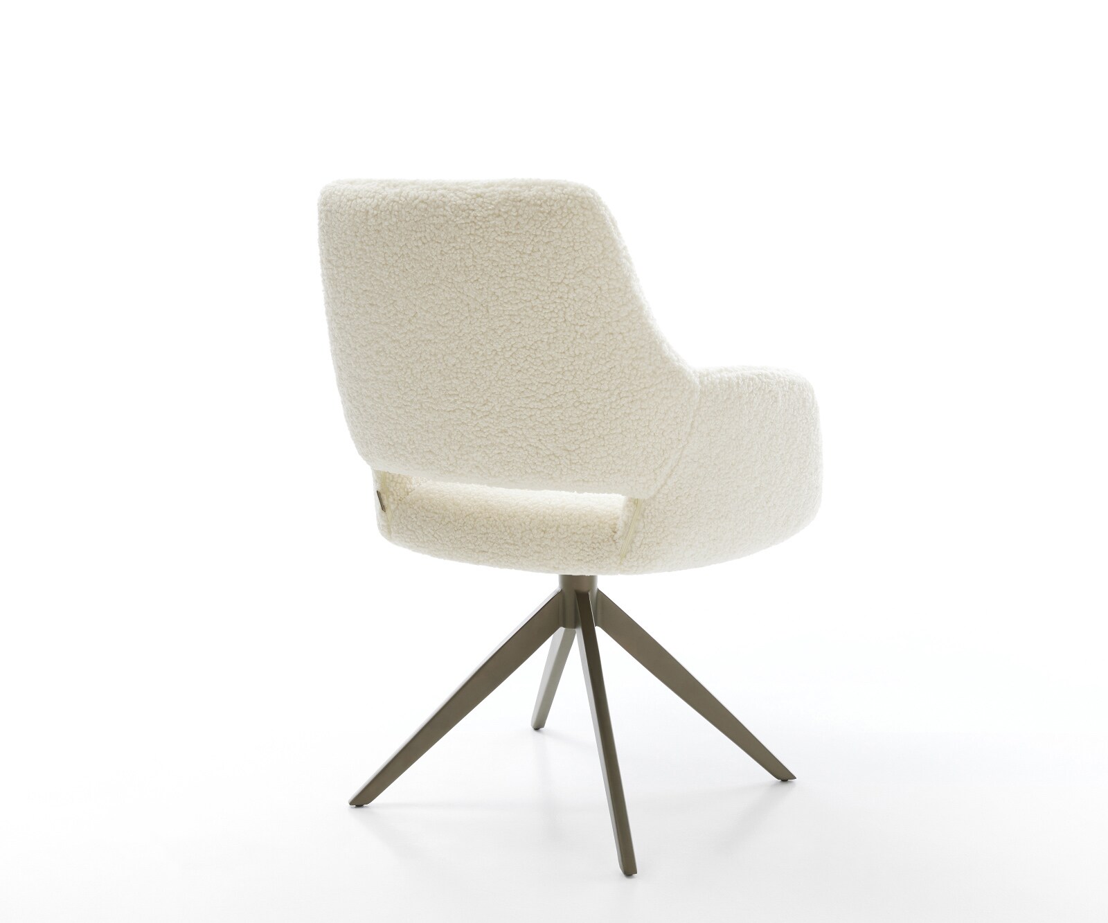 Draaistoel Yago-Flex met armleuning teddy beige kruisframe breed afwerking met titanium 360° draaibaar rocker-functie pocketveer kern 5