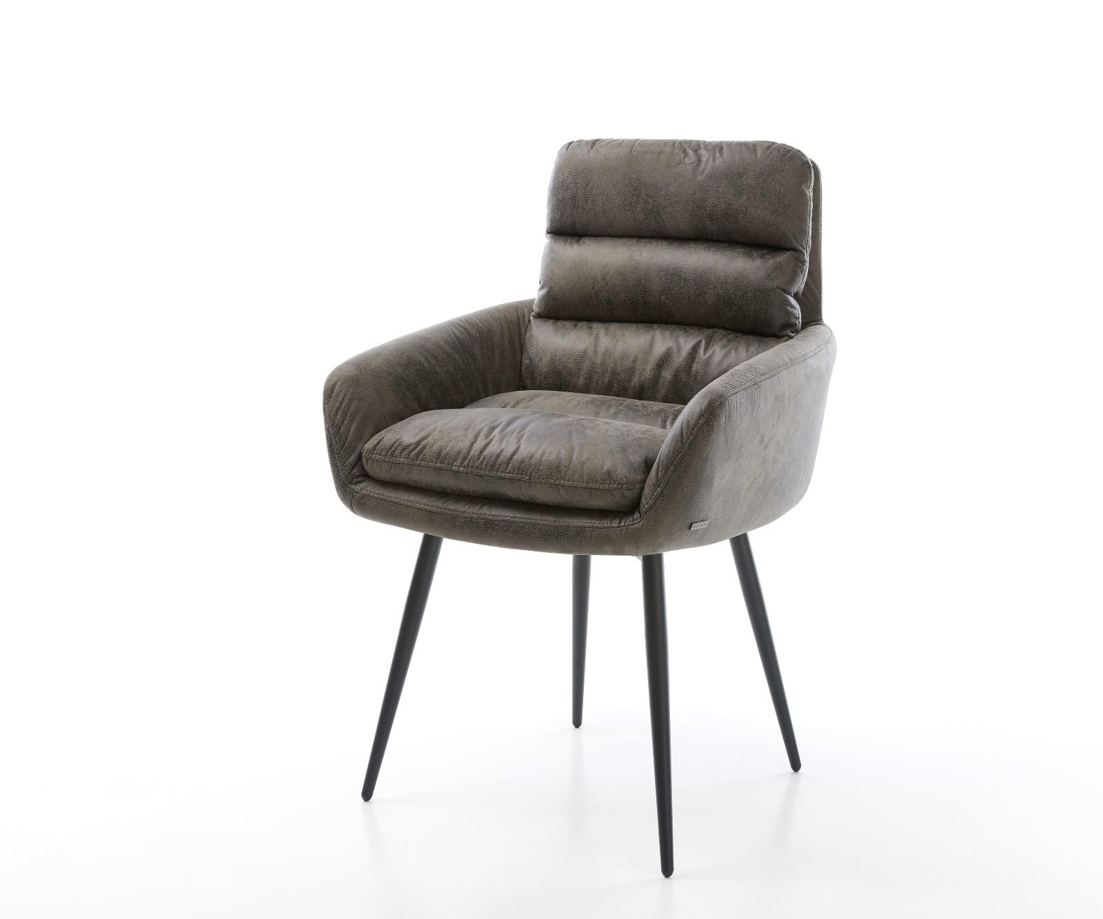 Eetkamerstoel Abelia-Flex met armleuning microvelours grijs antiek 4-poot conisch zwart 1