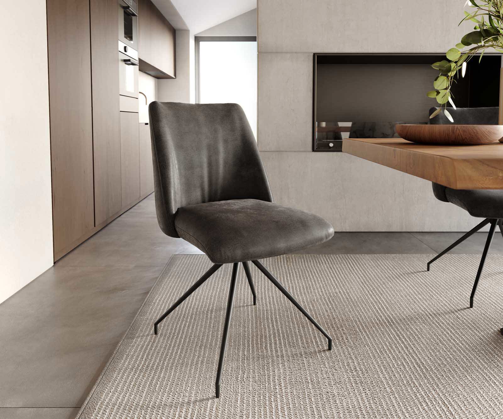 Draaistoel Elso-Flex microvelours antraciet vintage kruisframe conisch zwart 180° draaibaar pocketveer kern Draaistoel Elso-Flex microvelours antraciet vintage kruisframe conisch zwart 180° draaibaar pocketveer kern