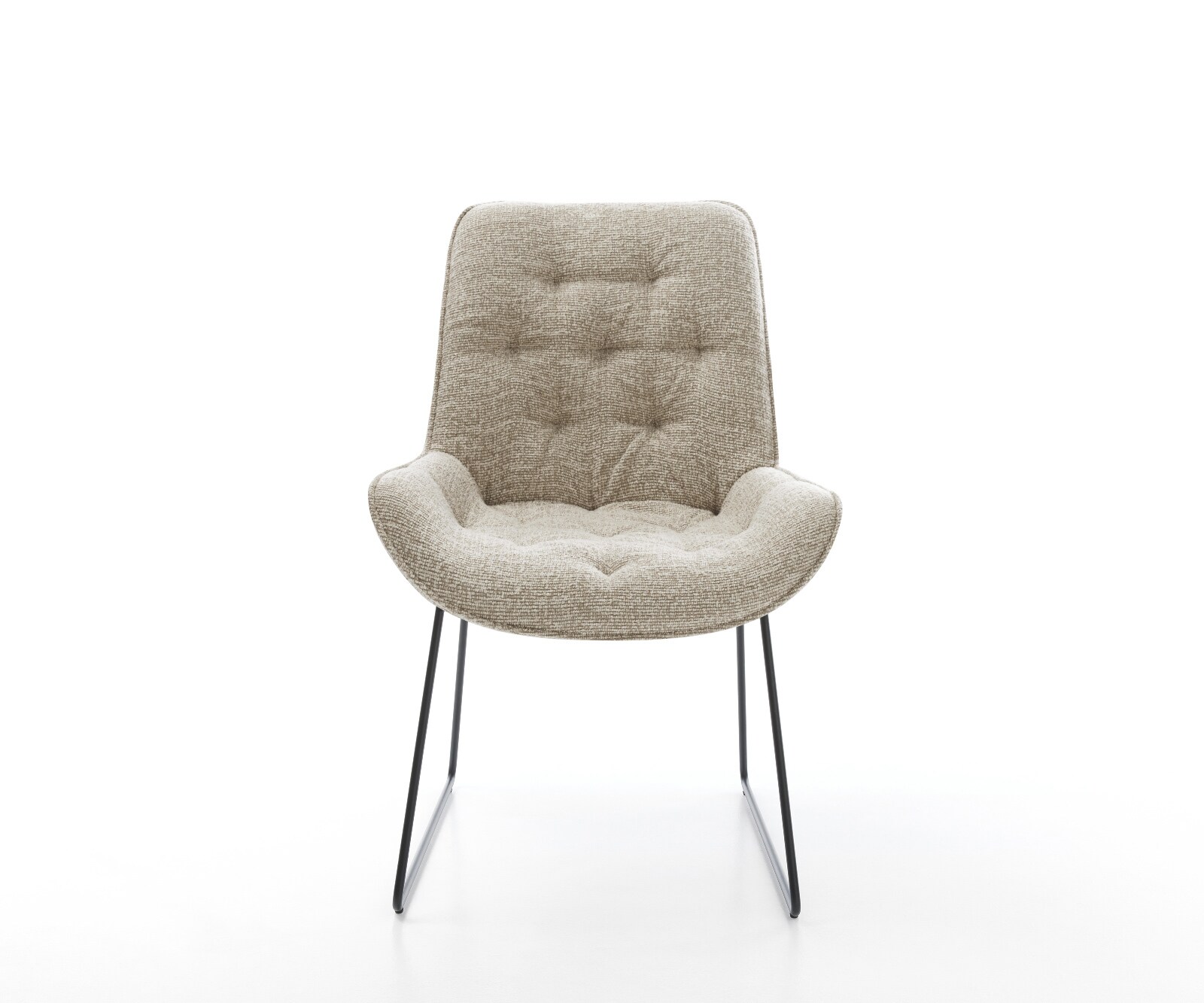 Eetkamerstoel Taimi-Flex geweven stof beige slipframe zwart 1