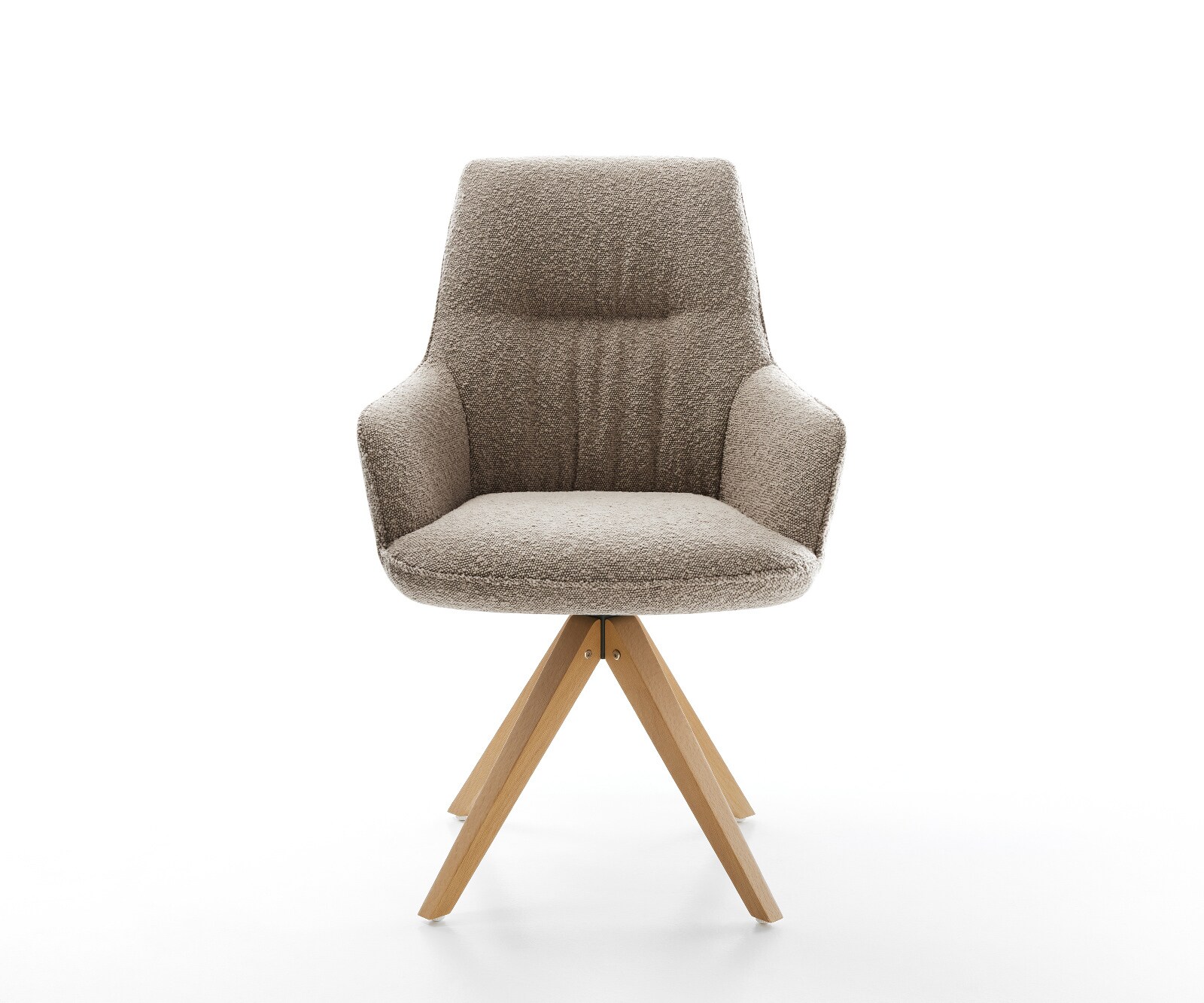 Draaistoel Zelia-Flex met armleuning bouclé mud houten frame hoekig natuur 180° drehbar pocketveer kern 1