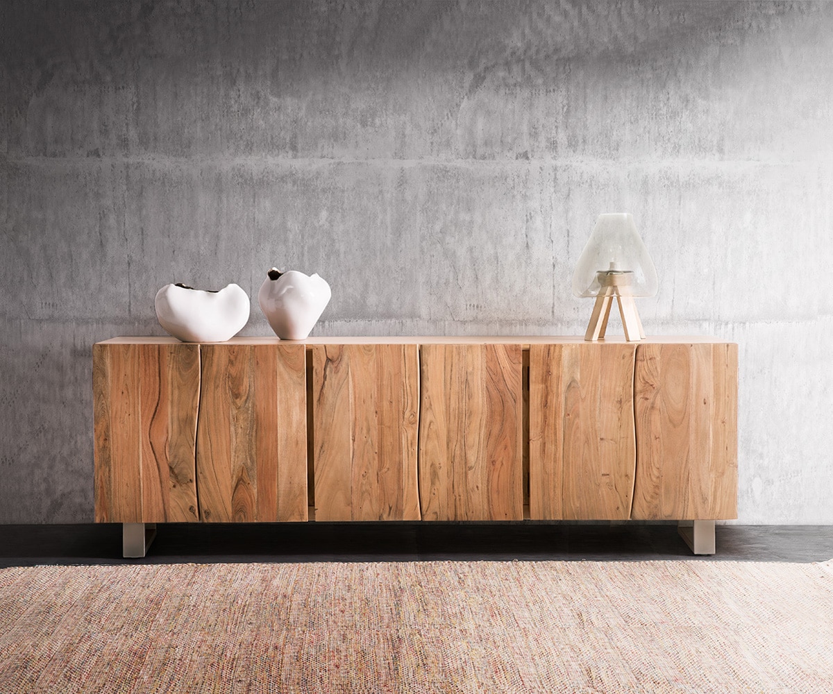 Dressoir Live-Edge 220 cm massief acacia natuur 6 deuren 4 Dressoir Live-Edge 220 cm massief acacia natuur 6 deuren 4