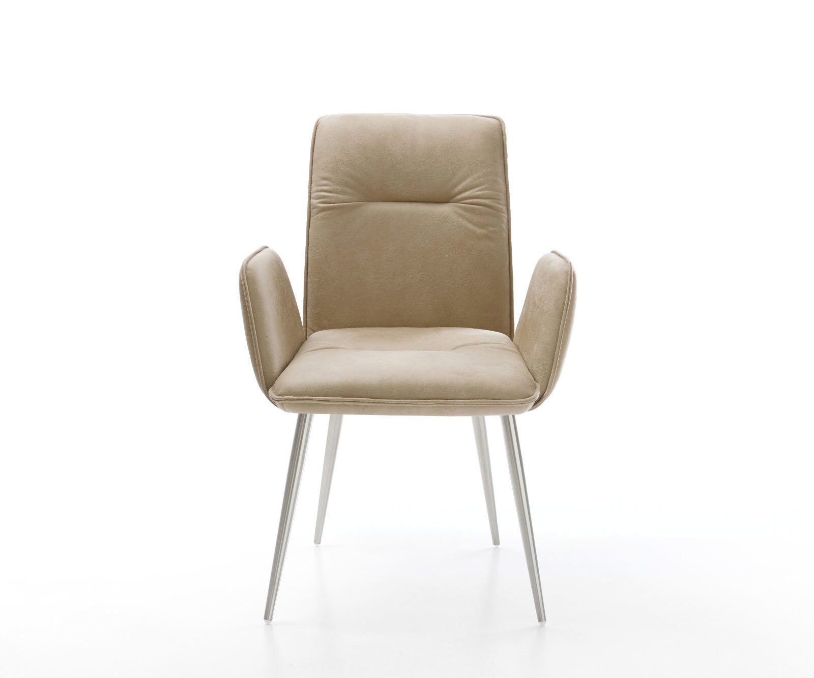 Eetkamerstoel Vinja-Flex microvelours beige vintage 4-poot conisch roestvrij staal 1