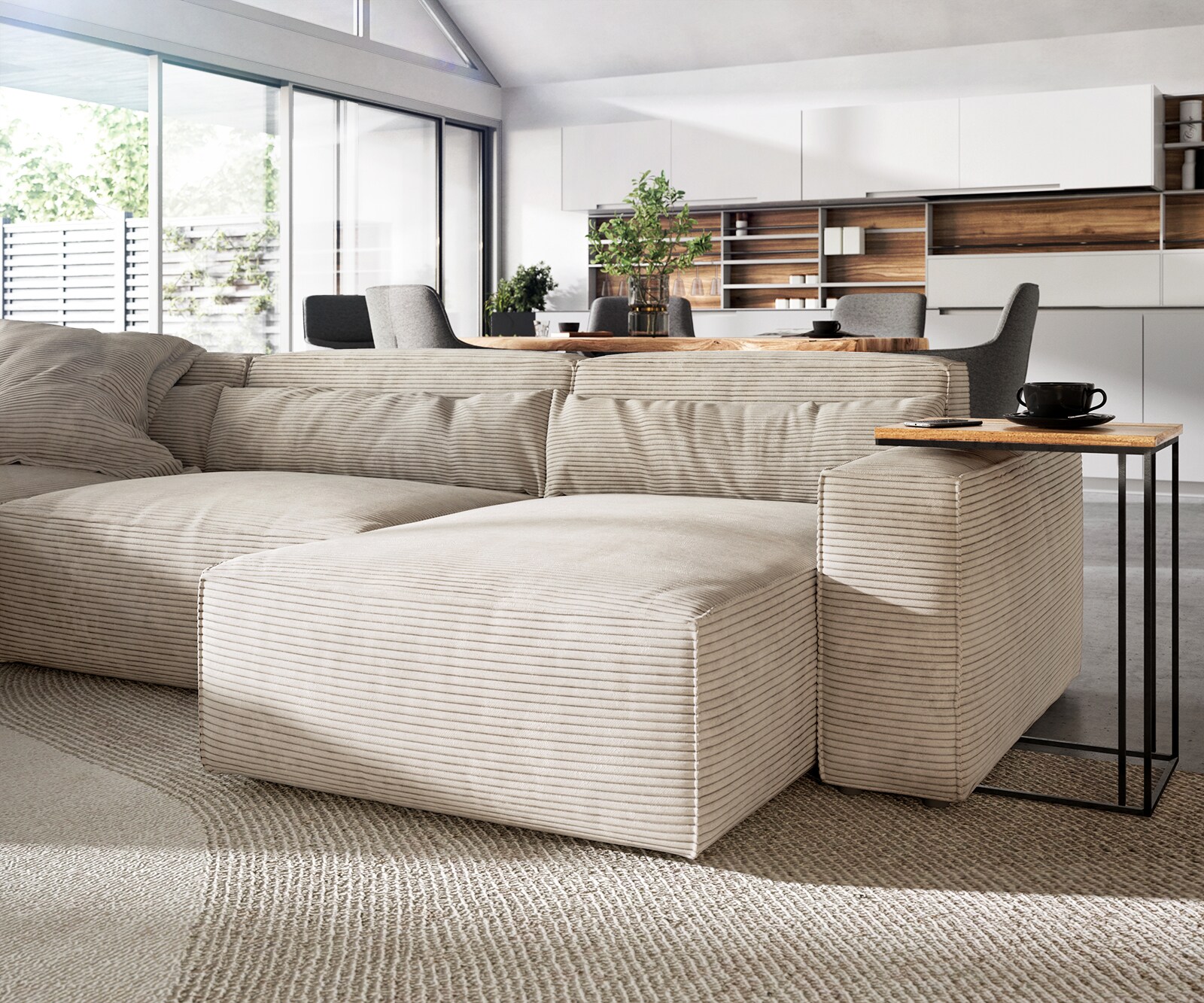 Woonkamerlandschap Sirpio 300x210 cm Snoer beige recamiere variabel 4 Woonkamerlandschap Sirpio 300x210 cm Snoer beige recamiere variabel 4