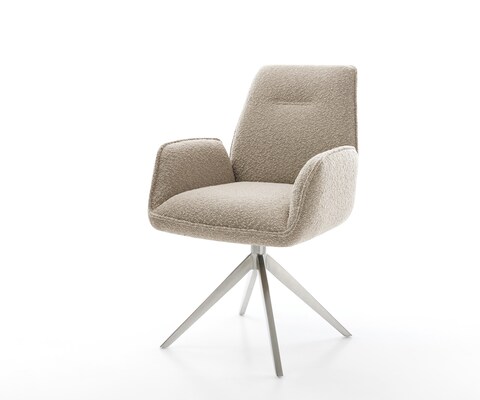 Draaistoel Zoa-Flex bouclé mud kruisframe breed roestvrij staal 360° draaibaar rocker-functie pocketveer kern