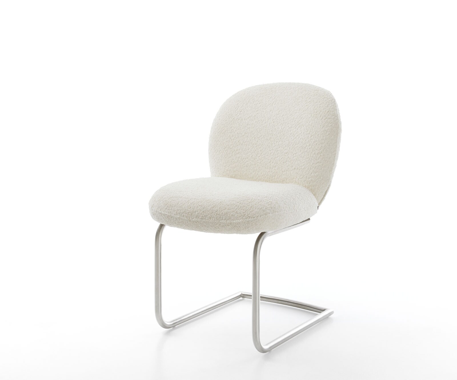 Sledemodel Nube-Flex bouclé wit sledemodel rond roestvrij staal pocketveer kern