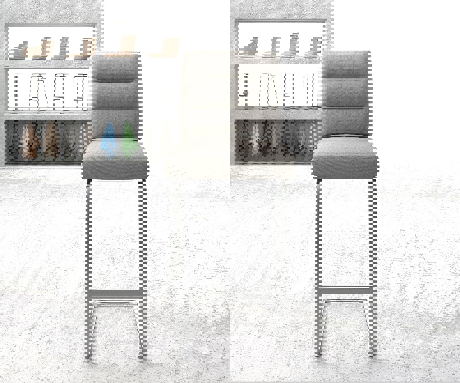 Barstoel Pela-Flex stripes lichtgrijs sledestoel vlak roestvrij staal 1 Barstoel Pela-Flex stripes lichtgrijs sledestoel vlak roestvrij staal 1