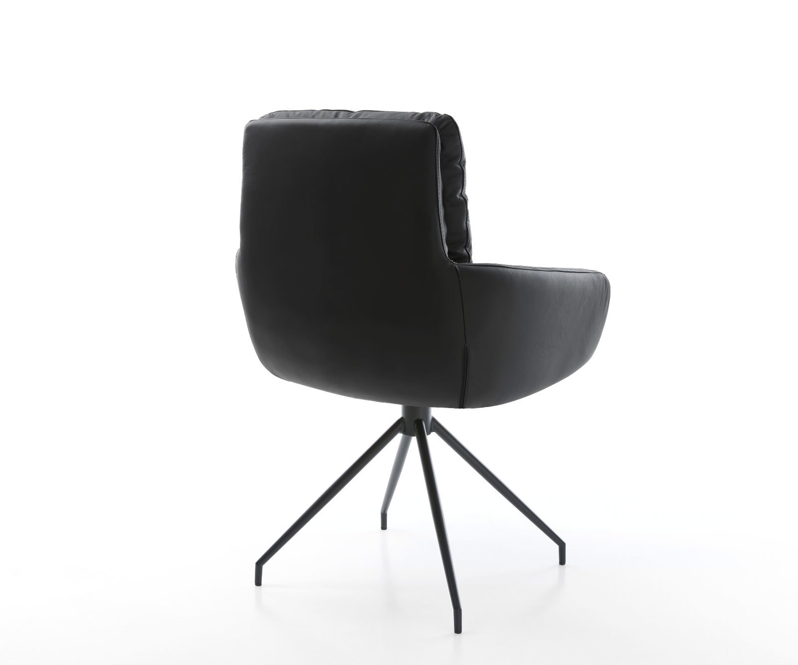 Eetkamerstoel Abelia-Flex met armleuning echt leer zwart kruisframe conisch zwart 4 Eetkamerstoel Abelia-Flex met armleuning echt leer zwart kruisframe conisch zwart 4