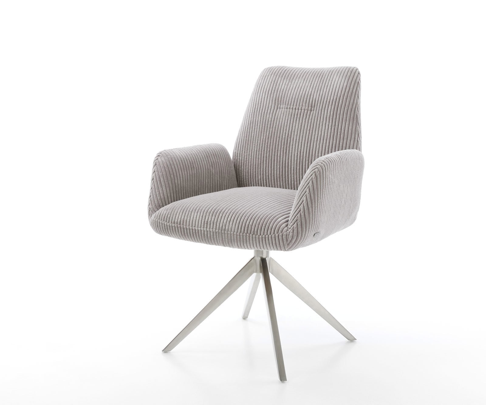 Draaistoel Zoa-Flex koord zilver grijs kruisframe breed roestvrij staal 360° draaibaar rocker-functie pocketveer kern Draaistoel Zoa-Flex koord zilver grijs kruisframe breed roestvrij staal 360° draaibaar rocker-functie pocketveer kern