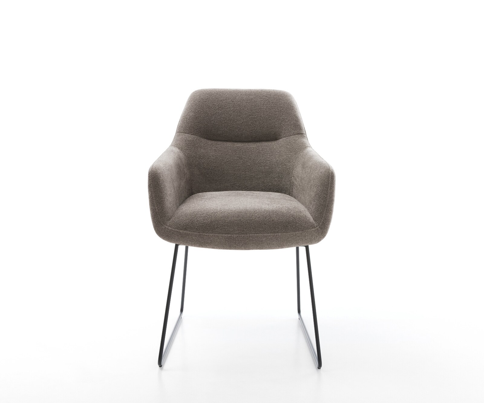 Eetkamerstoel Pejo-Flex zachte stof met structuur taupe slipframe zwart pocketveer kern 1
