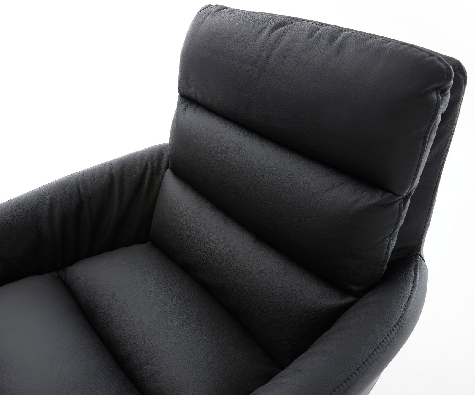 Sledemodel Abelia-Flex met armleuning echt leer zwart sledemodel rond roestvrij staal 4