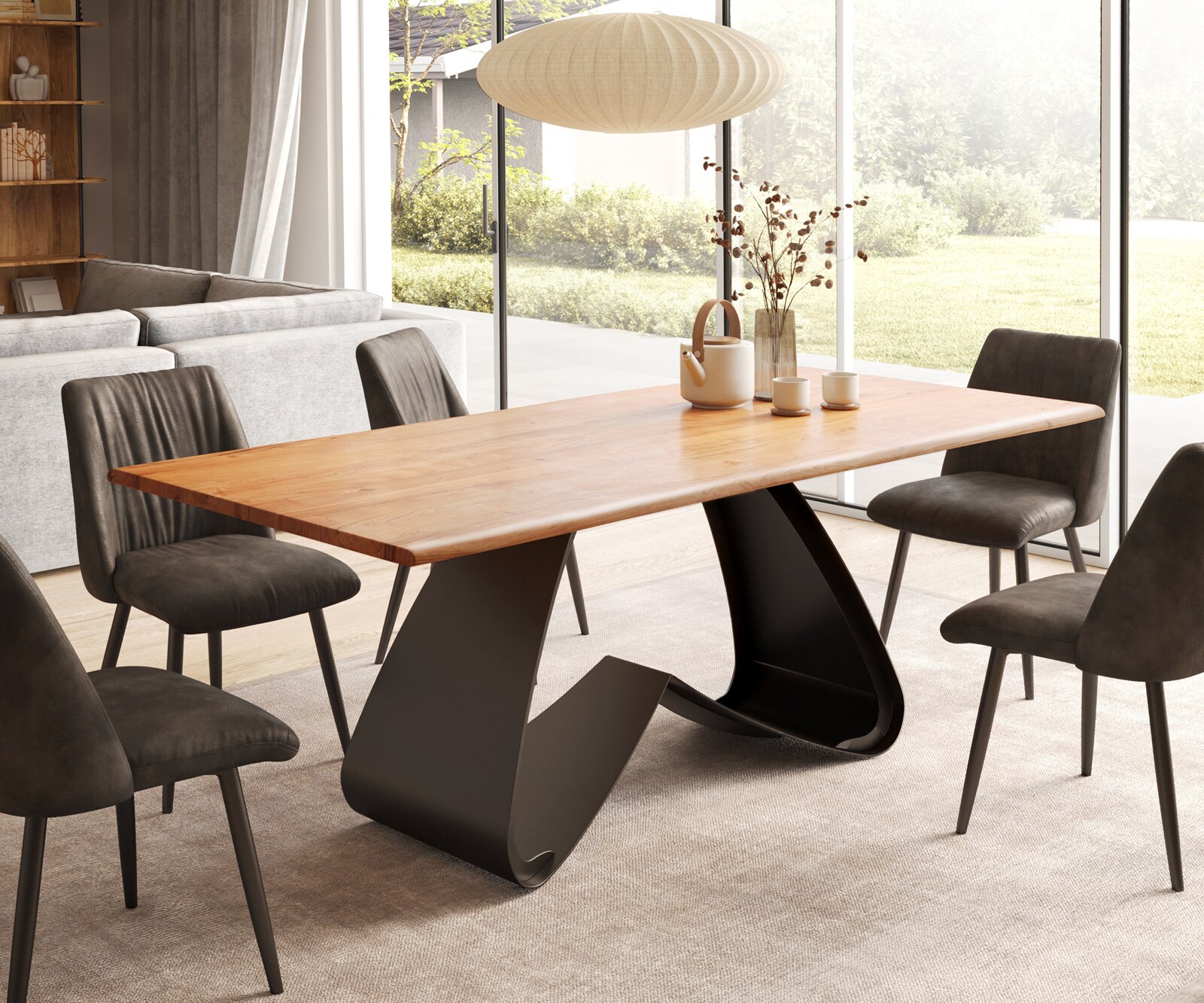 Eetkamertafel Edge 200x100 acacia natuurW-frame metaal zwart Live-Edge 1