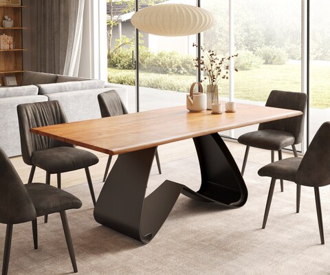 Eetkamertafel Edge 200x100 acacia natuurW-frame metaal zwart Live-Edge