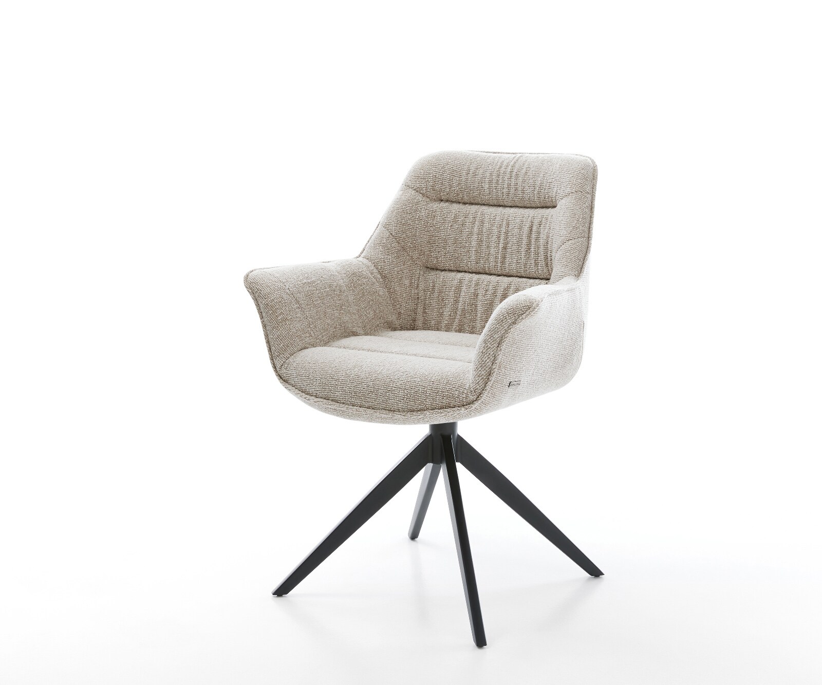 Draaistoel Kaira-Flex geweven stof beige kruisframe breed zwart 360° draaibaar rocker-functie