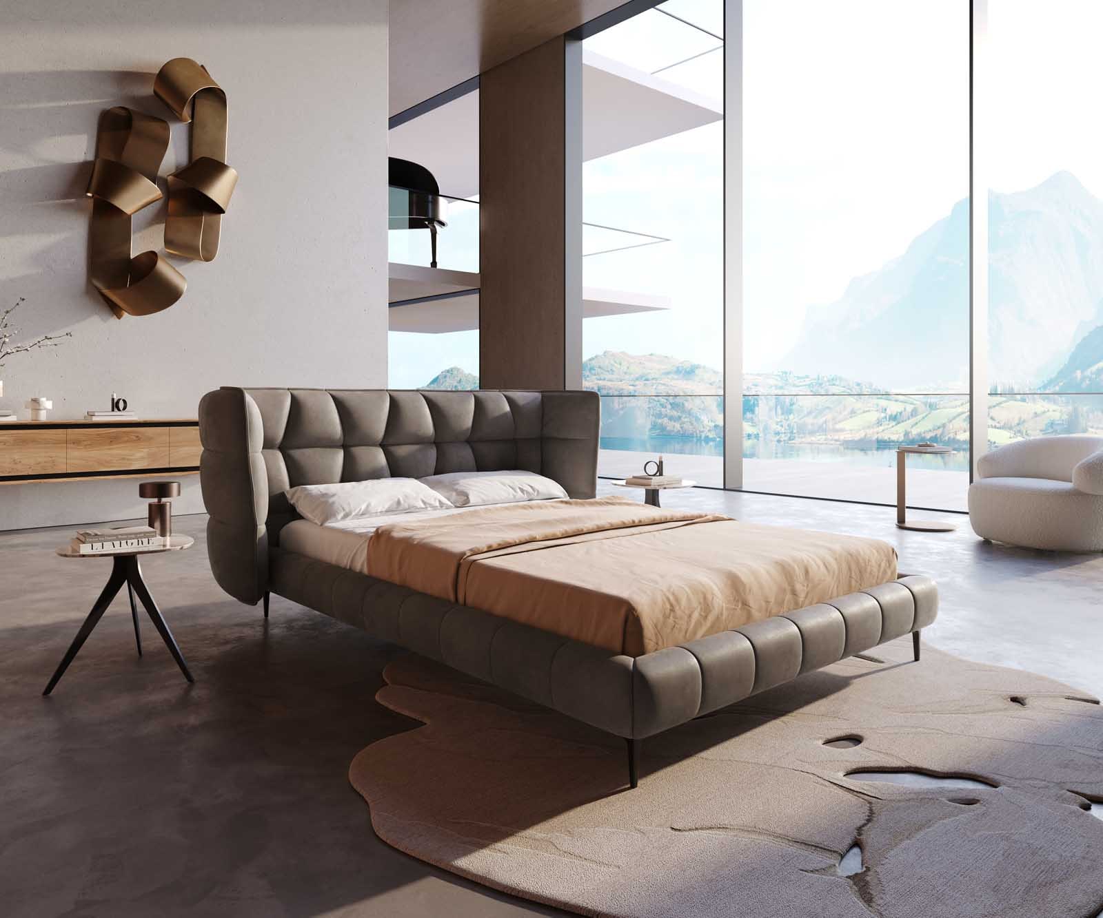 Bedframe Capujo 140x200 cm microvezel taupe vintage